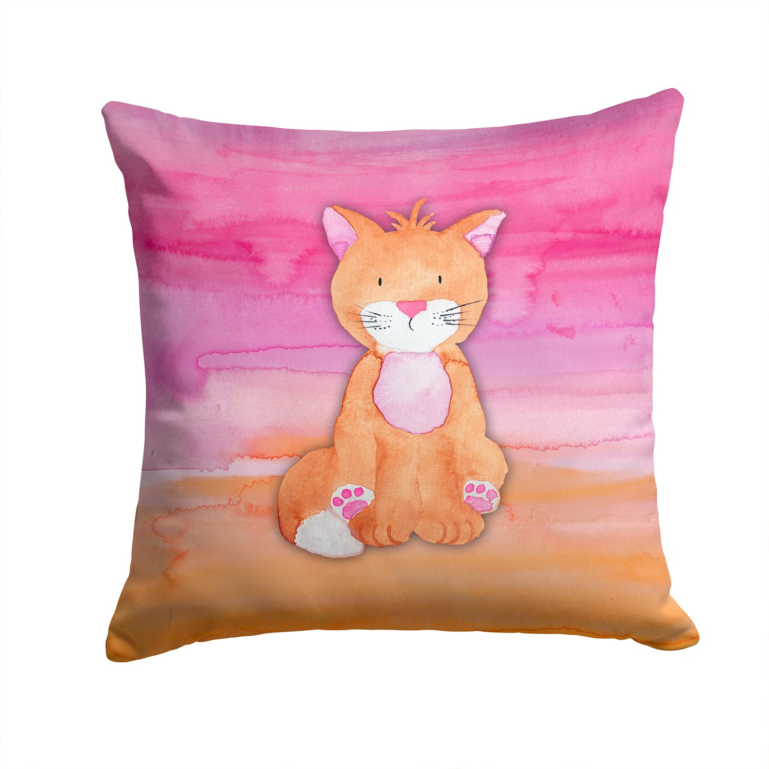 Orange Cat Watercolor Fabric Decorative Pillow BB7354PW1414 - the-store.com