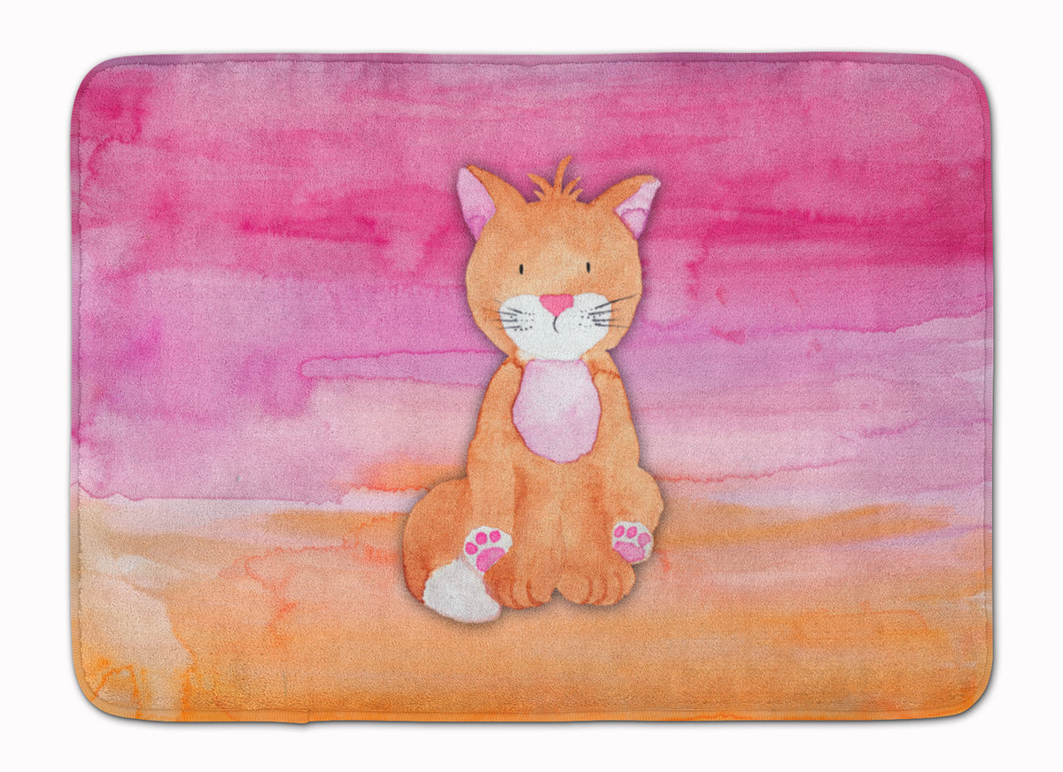 Orange Cat Watercolor Machine Washable Memory Foam Mat BB7354RUG - the-store.com