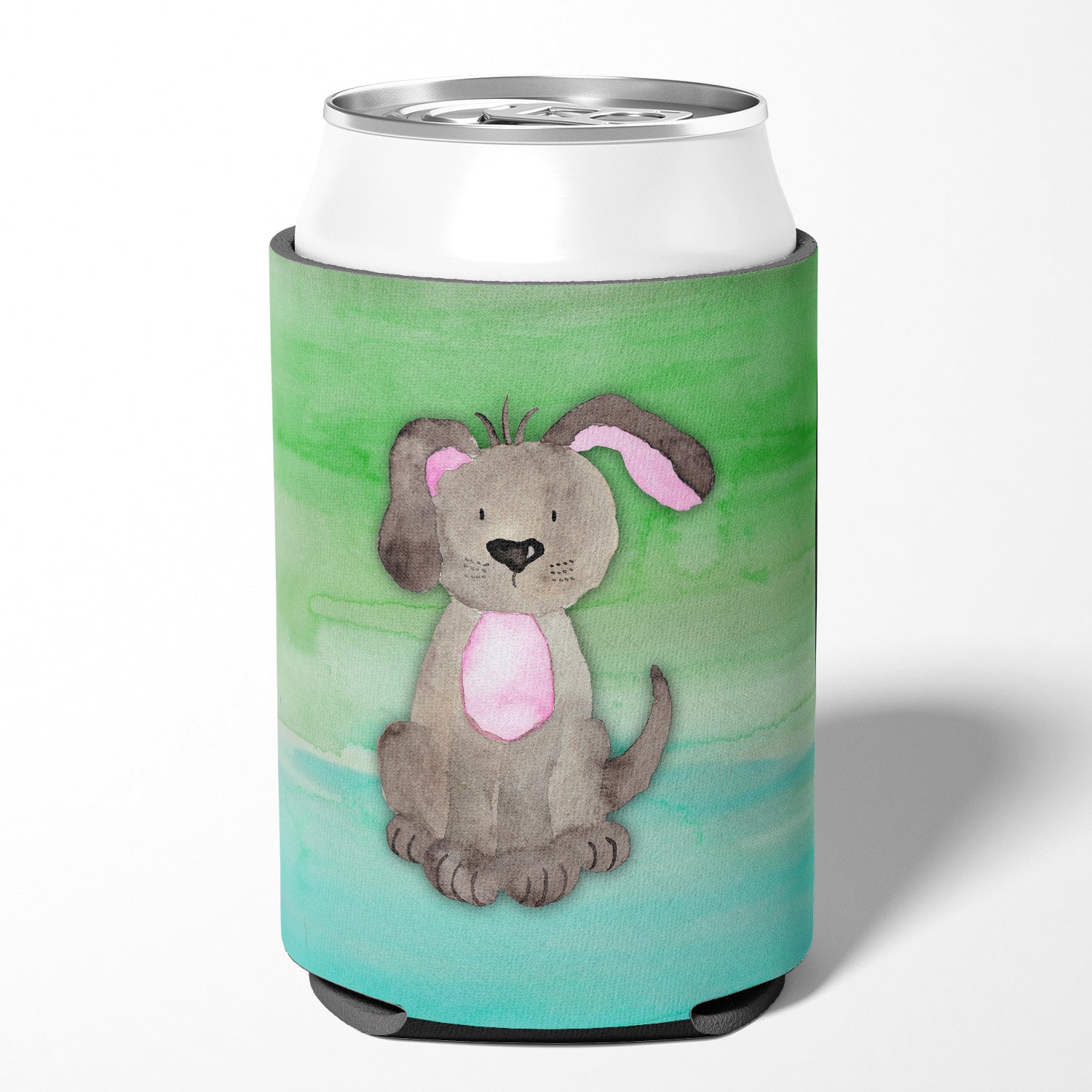 Dog Teal and Green Watercolor Can or Bottle Hugger BB7357CC  the-store.com.