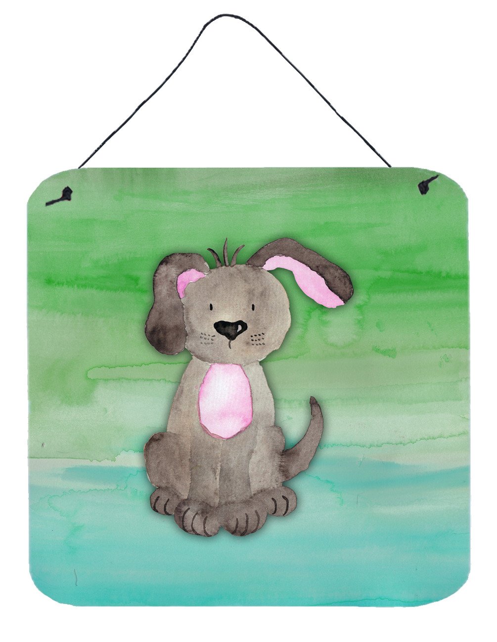 Dog Teal and Green Watercolor Wall or Door Hanging Prints BB7357DS66 by Caroline's Treasures
