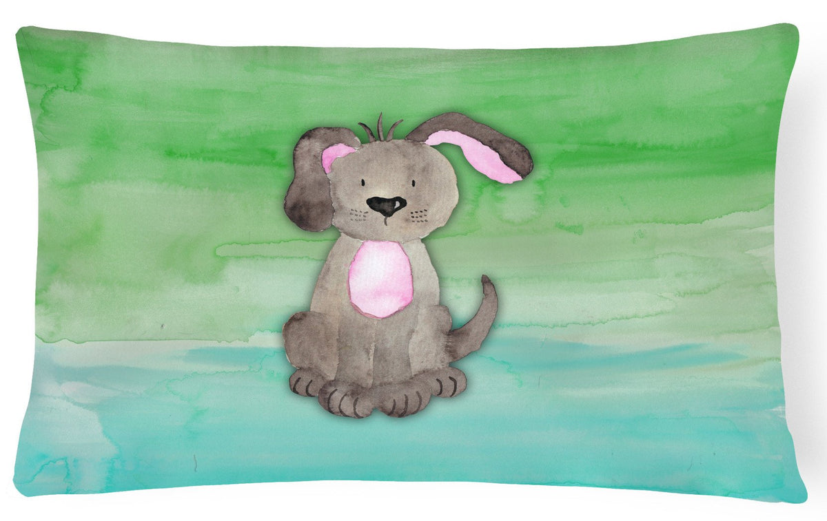 Dog Teal and Green Watercolor Canvas Fabric Decorative Pillow BB7357PW1216 by Caroline&#39;s Treasures