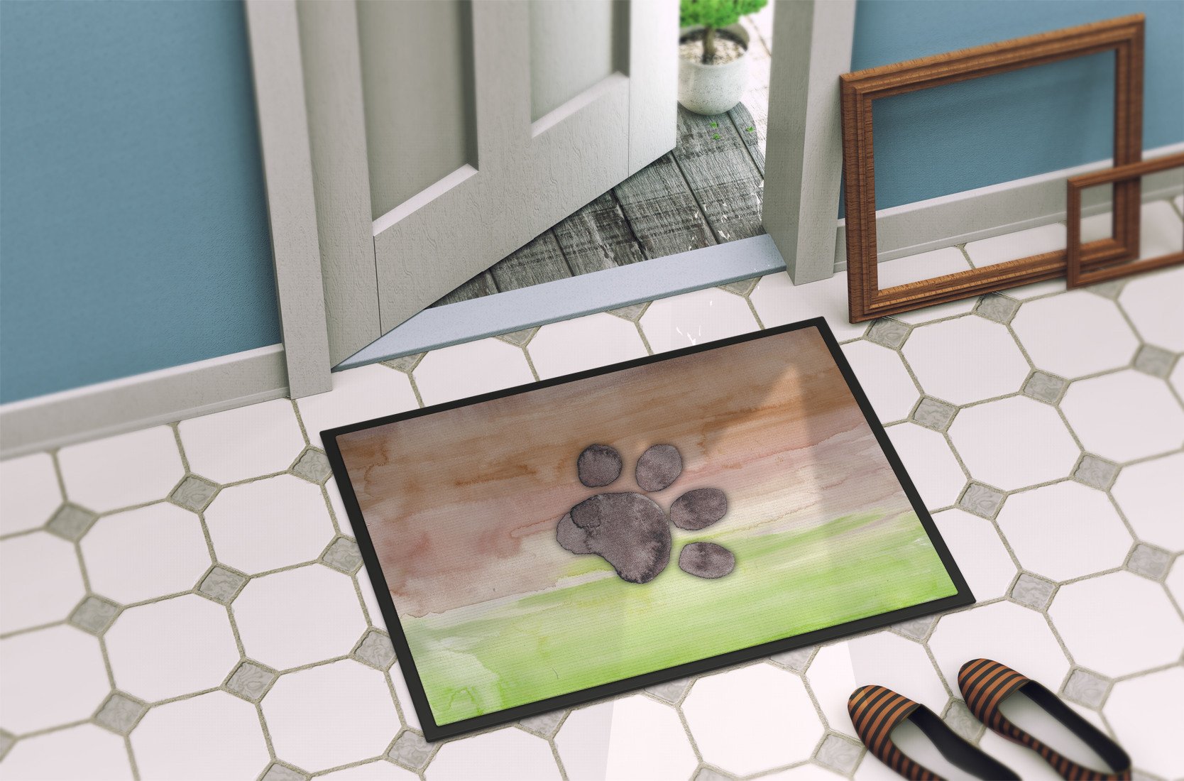 Dog Paw Watercolor Indoor or Outdoor Mat 24x36 BB7359JMAT by Caroline's Treasures