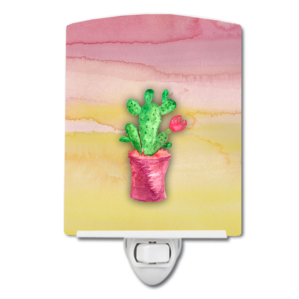 Flowering Cactus Watercolor Ceramic Night Light BB7361CNL - the-store.com