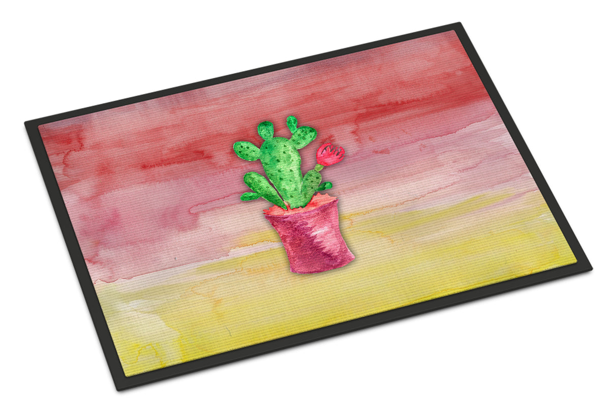 Flowering Cactus Watercolor Indoor or Outdoor Mat 18x27 BB7361MAT - the-store.com