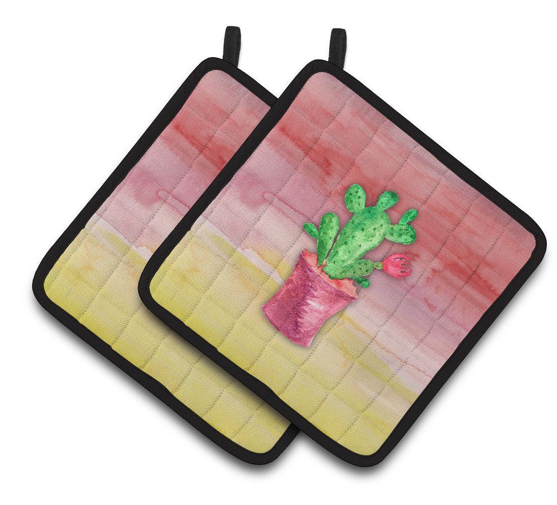 Flowering Cactus Watercolor Pair of Pot Holders BB7361PTHD by Caroline's Treasures