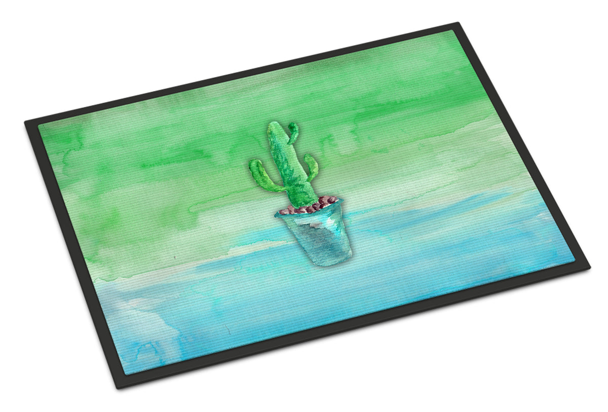 Cactus Teal and Green Watercolor Indoor or Outdoor Mat 18x27 BB7362MAT - the-store.com