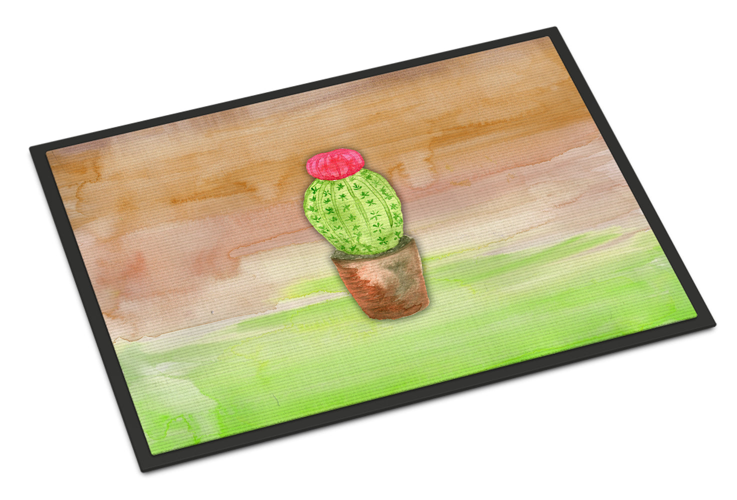 Cactus Green and Brown Watercolor Indoor or Outdoor Mat 18x27 BB7365MAT - the-store.com