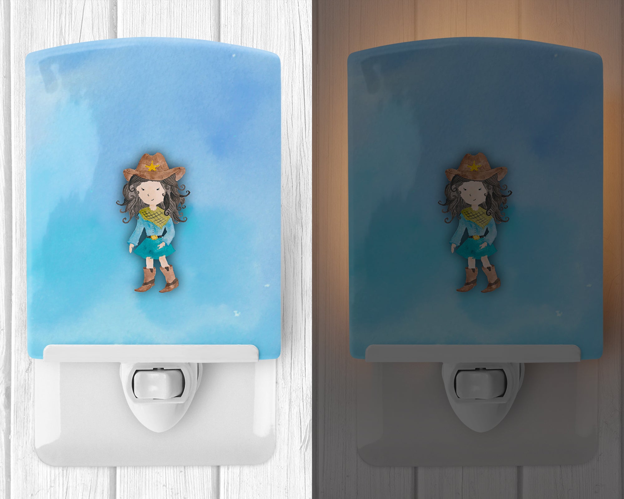 Cowgirl Watercolor Ceramic Night Light BB7367CNL - the-store.com