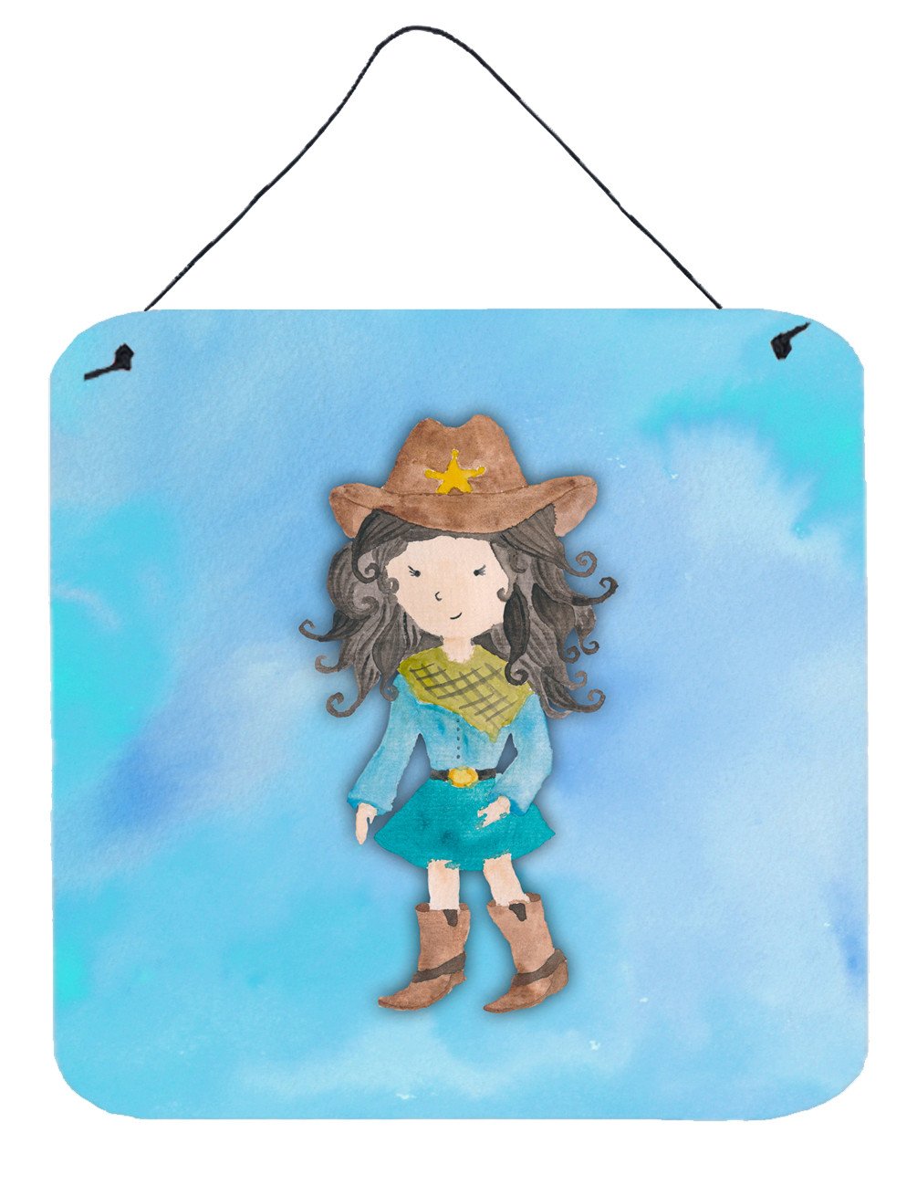 Cowgirl Watercolor Wall or Door Hanging Prints BB7367DS66 by Caroline&#39;s Treasures