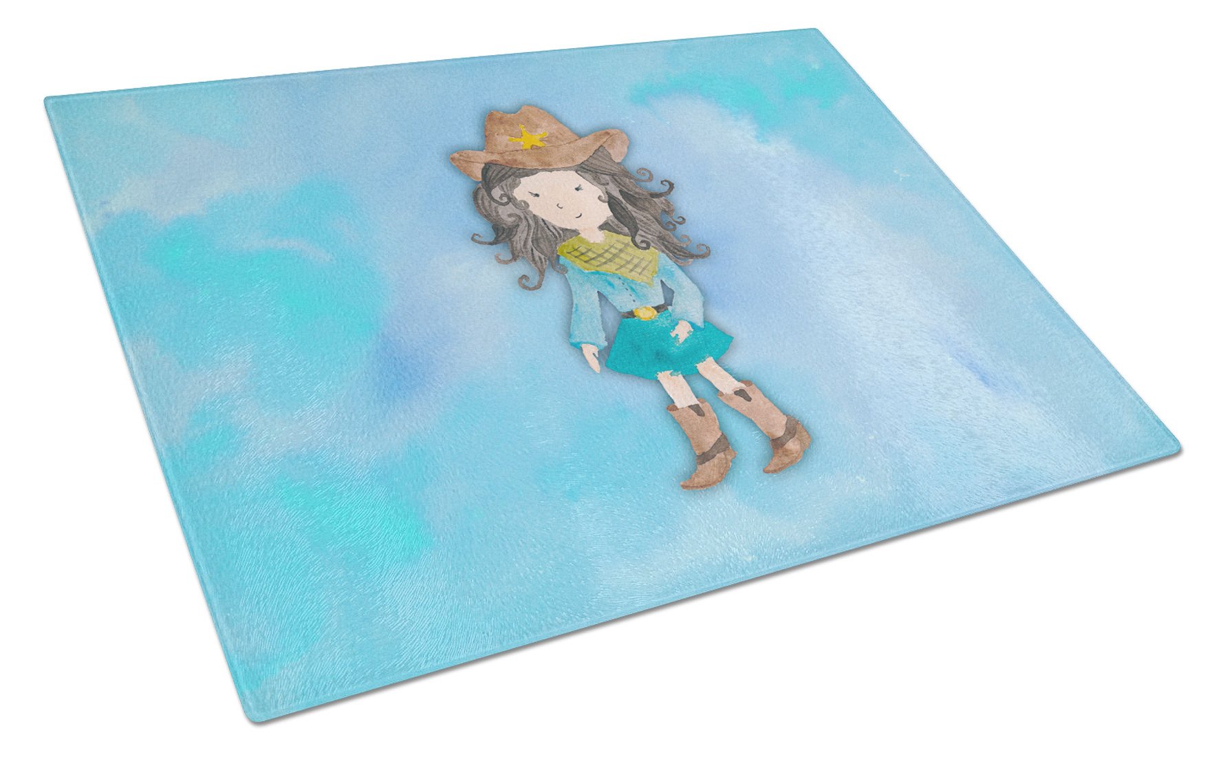 Cowgirl Watercolor Glass Cutting Board Large BB7367LCB by Caroline's Treasures