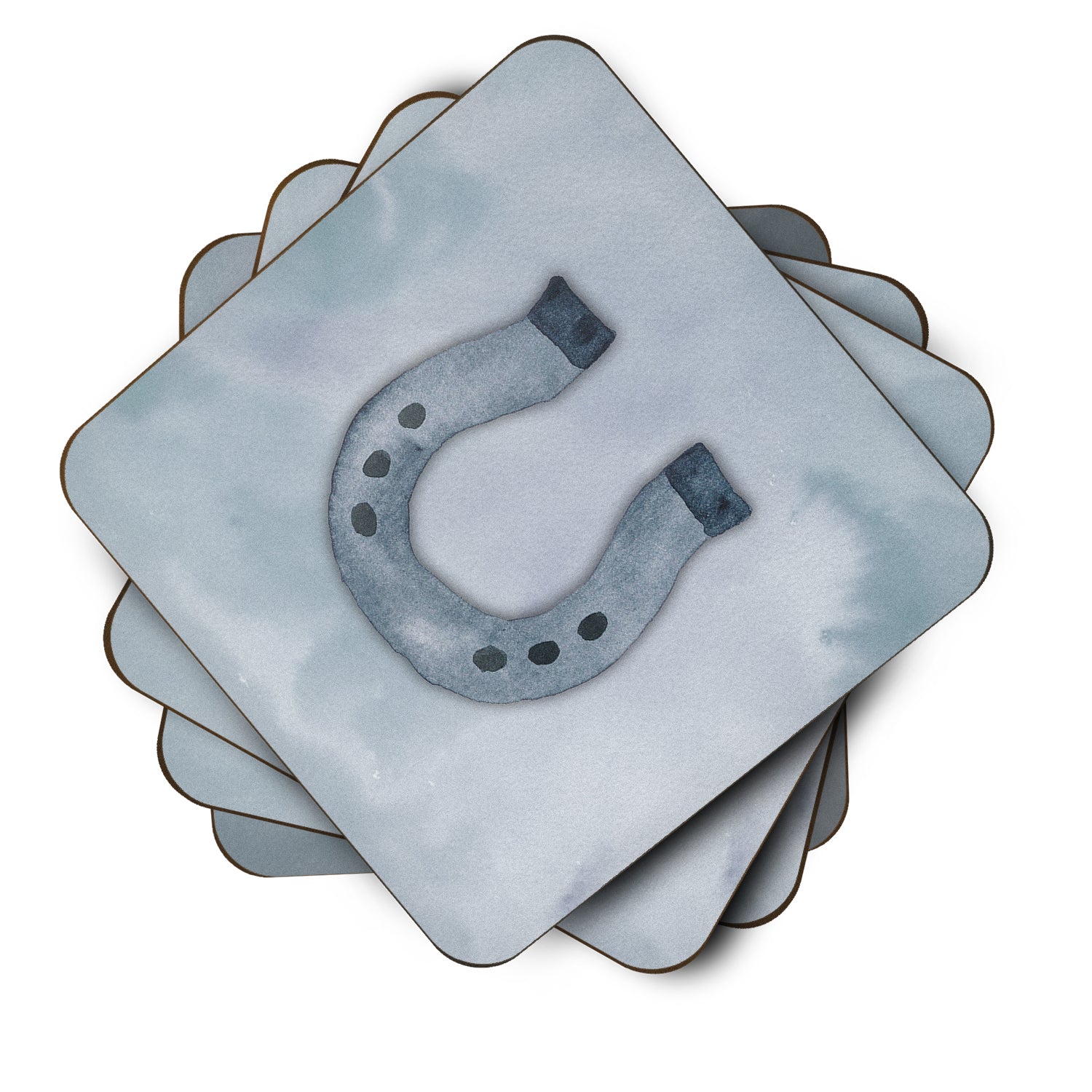 Horseshoe Watercolor Foam Coaster Set of 4 BB7370FC - the-store.com