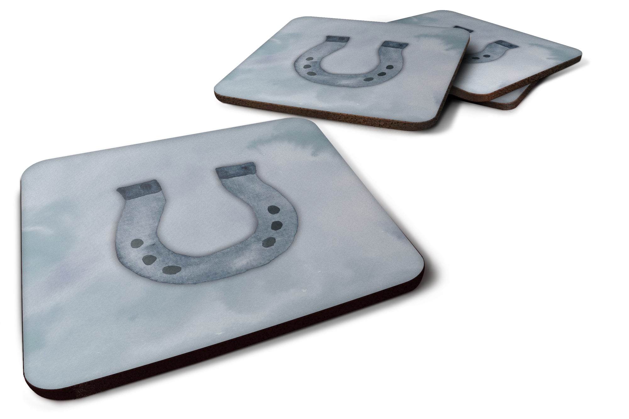 Horseshoe Watercolor Foam Coaster Set of 4 BB7370FC - the-store.com