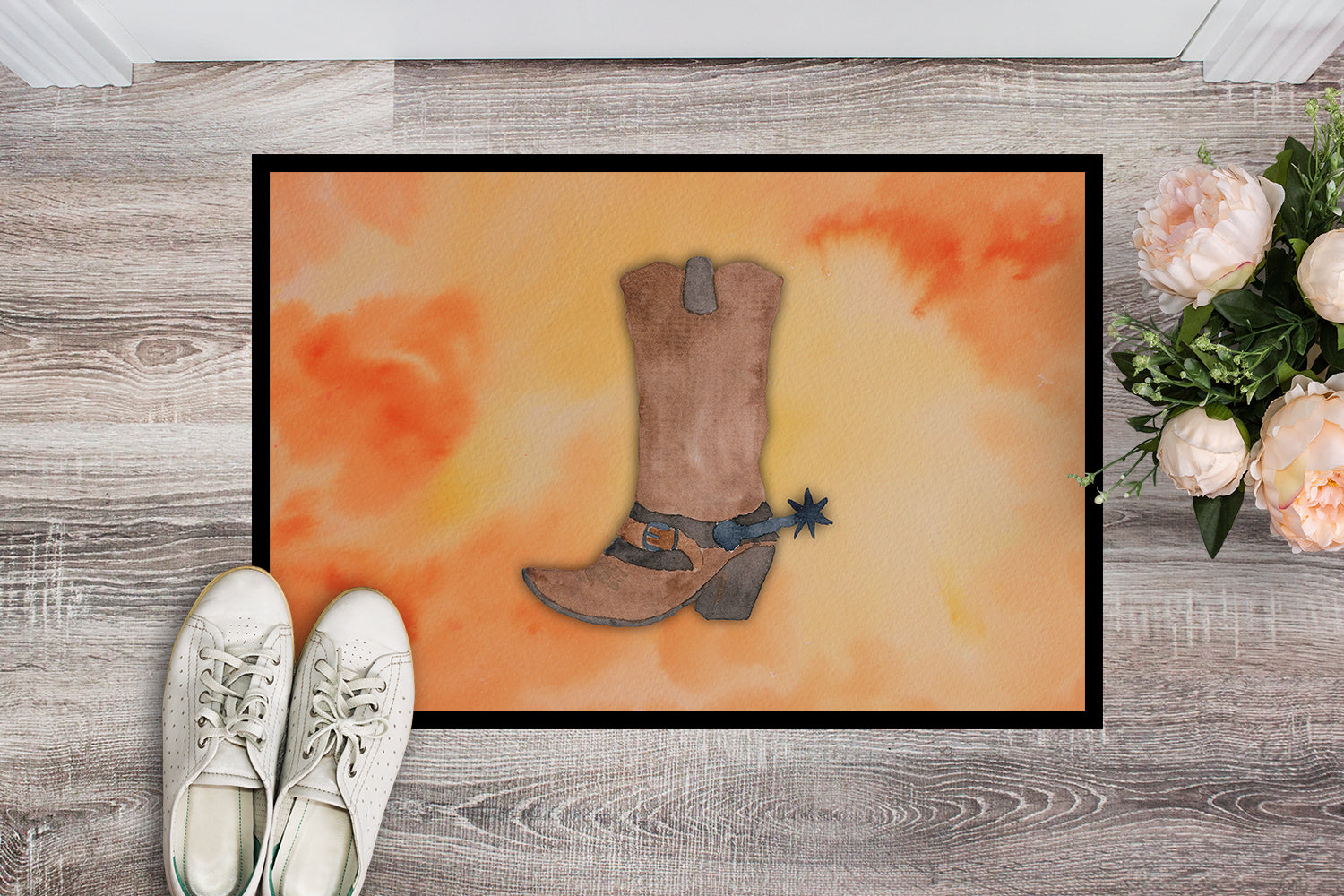 Cowboy Boot Watercolor Indoor or Outdoor Mat 18x27 BB7371MAT - the-store.com