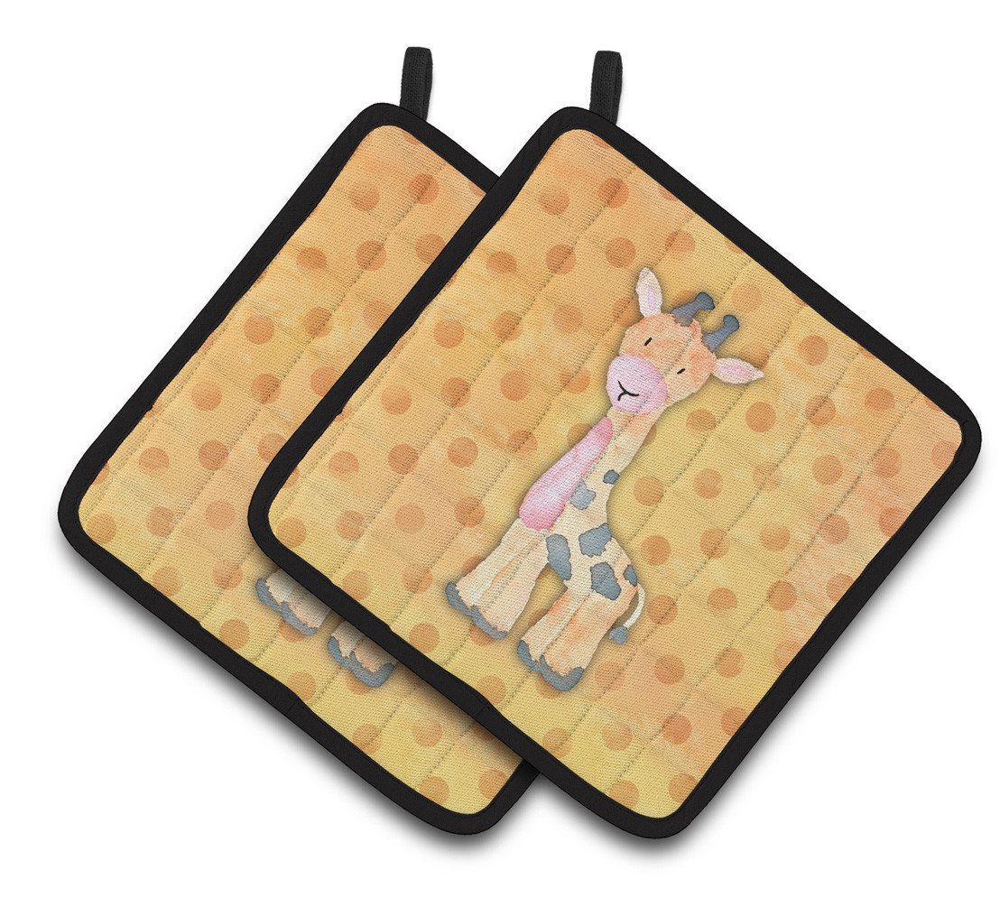 Polkadot Griaffe Watercolor Pair of Pot Holders BB7373PTHD by Caroline's Treasures