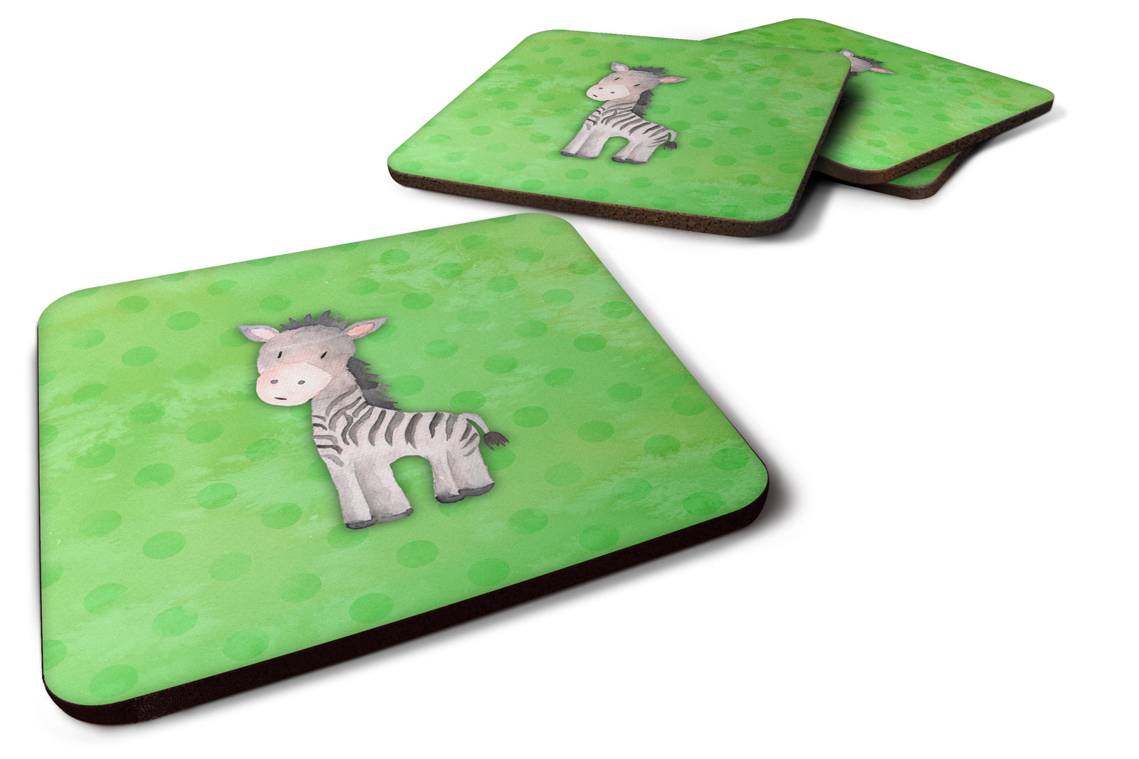 Polkadot Zebra Watercolor Foam Coaster Set of 4 BB7377FC - the-store.com