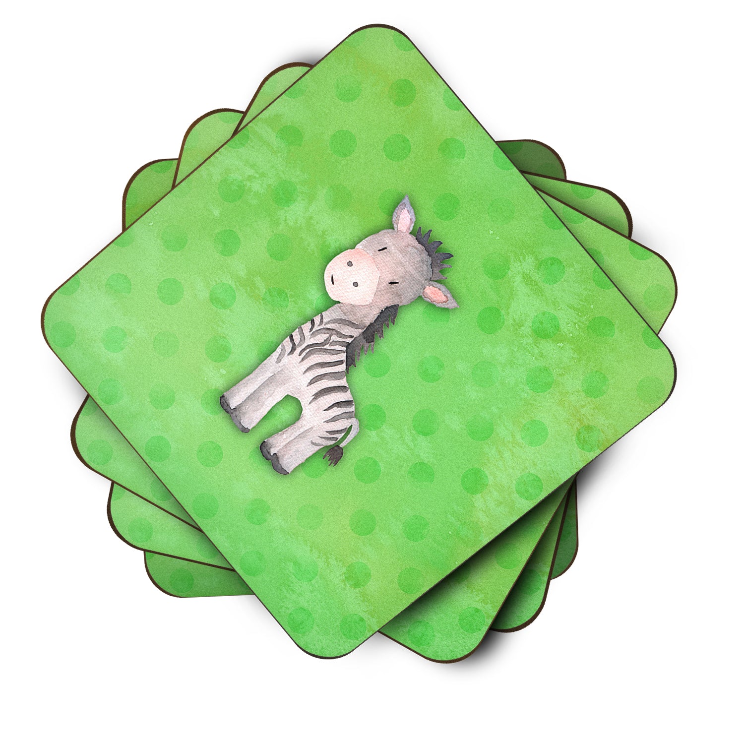 Polkadot Zebra Watercolor Foam Coaster Set of 4 BB7377FC - the-store.com