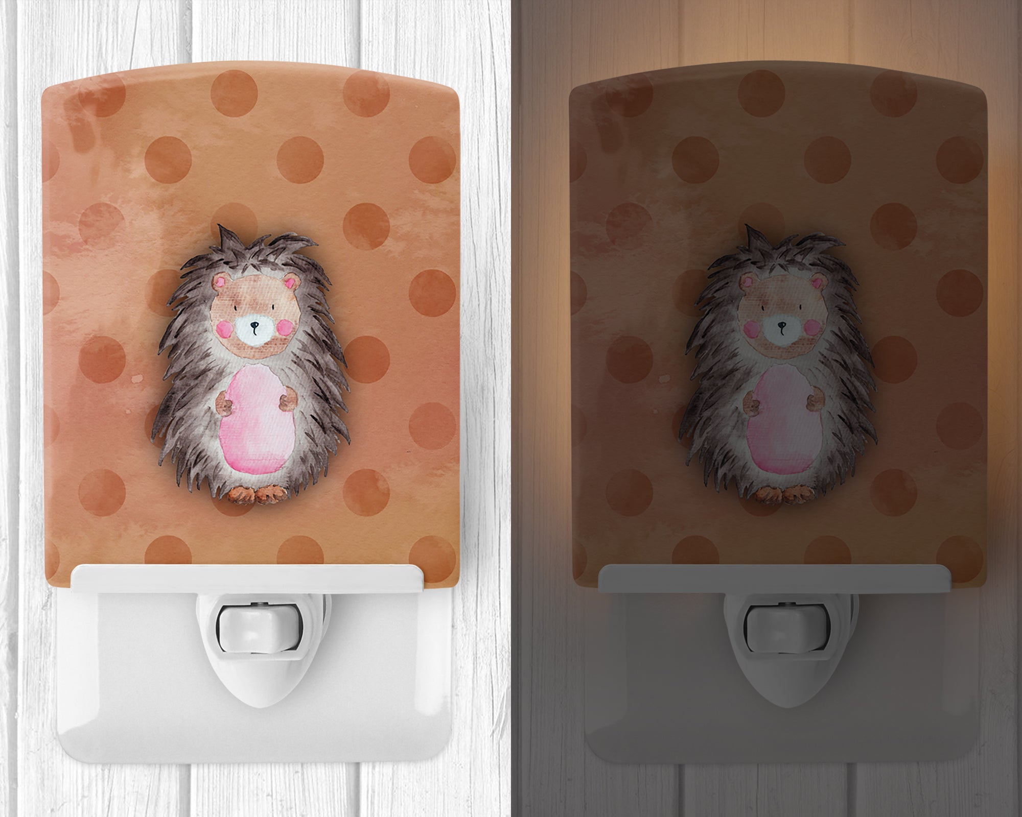 Polkadot Hedgehog Watercolor Ceramic Night Light BB7378CNL - the-store.com