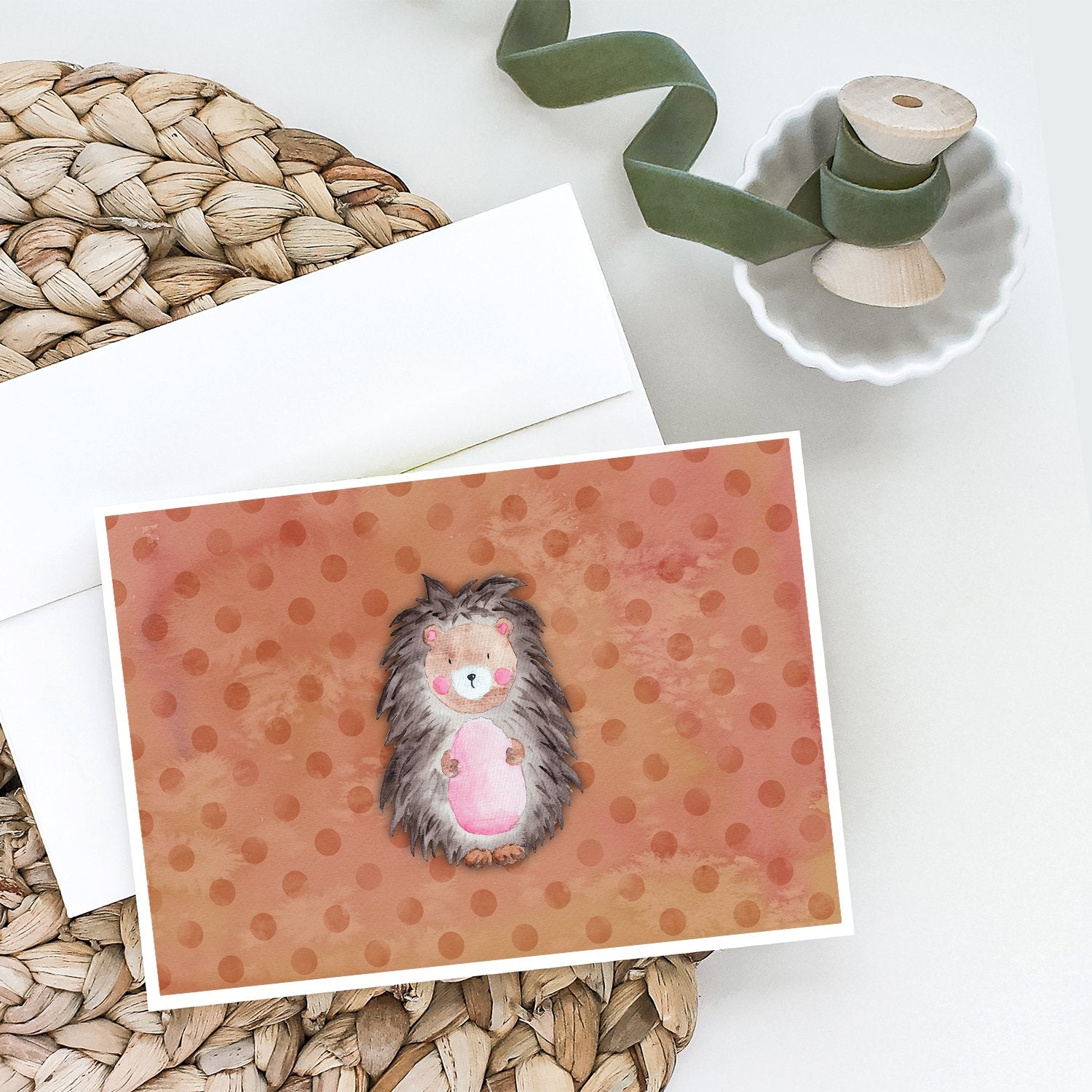 Buy this Polkadot Hedgehog Watercolor Greeting Cards and Envelopes Pack of 8