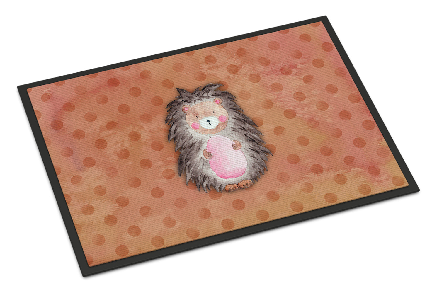 Polkadot Hedgehog Watercolor Indoor or Outdoor Mat 18x27 BB7378MAT - the-store.com