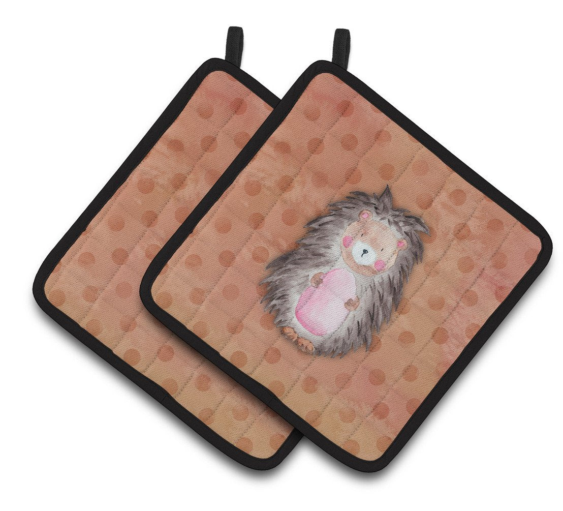 Polkadot Hedgehog Watercolor Pair of Pot Holders BB7378PTHD by Caroline's Treasures