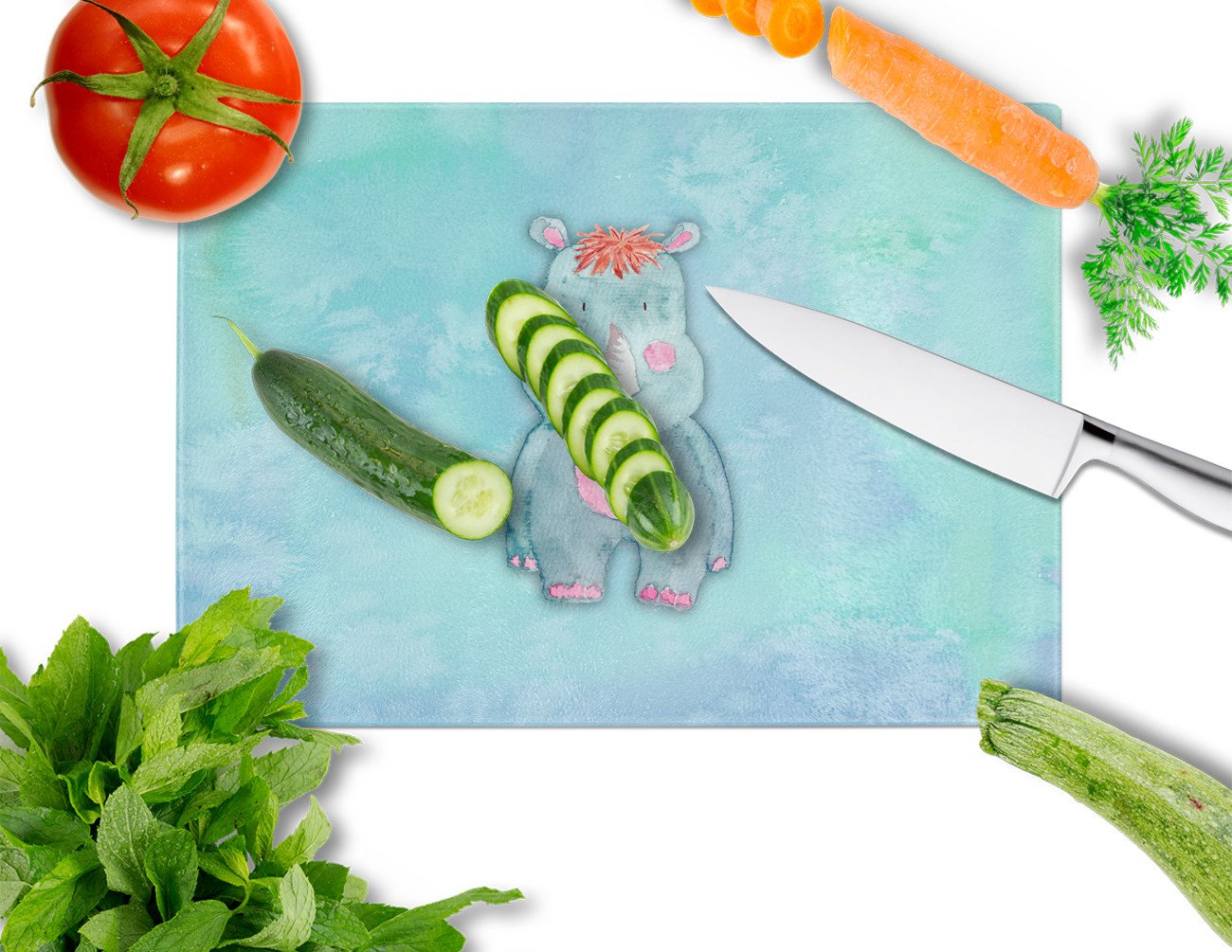 Rhinoceros Watercolor Glass Cutting Board Large BB7381LCB by Caroline's Treasures