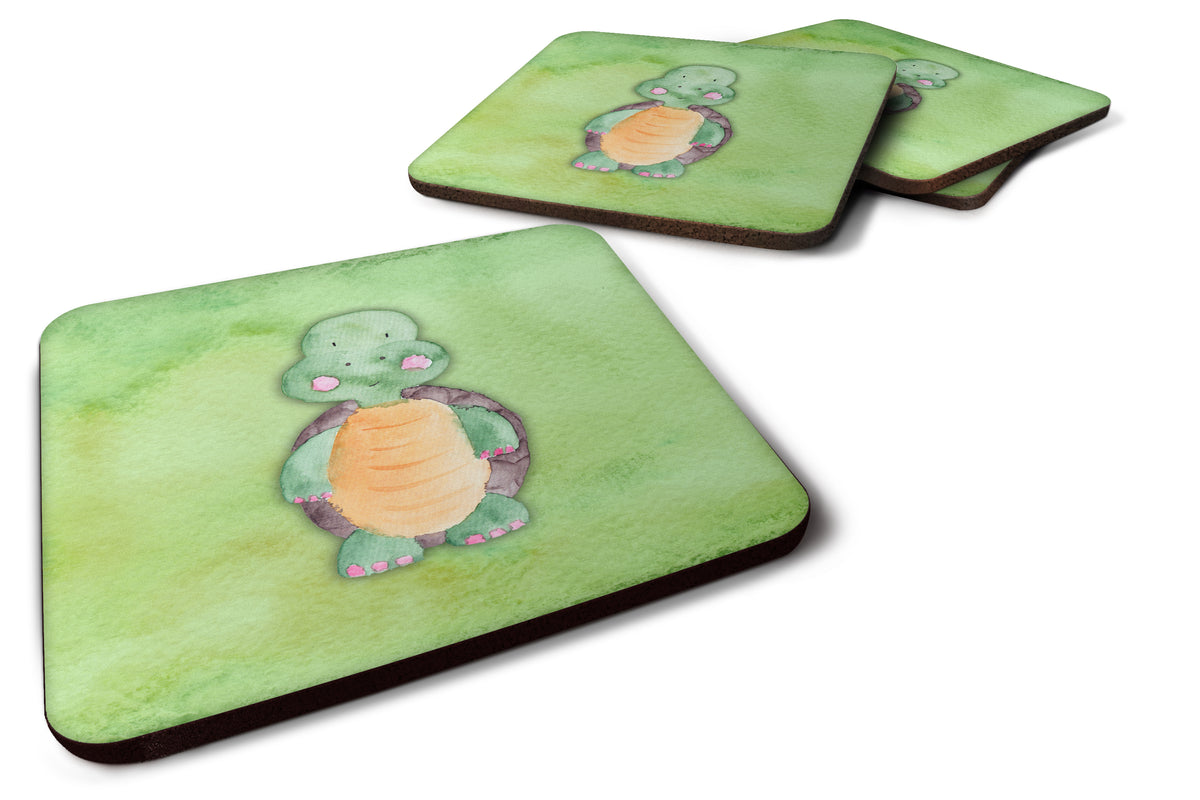 Turtle Watercolor Foam Coaster Set of 4 BB7382FC - the-store.com