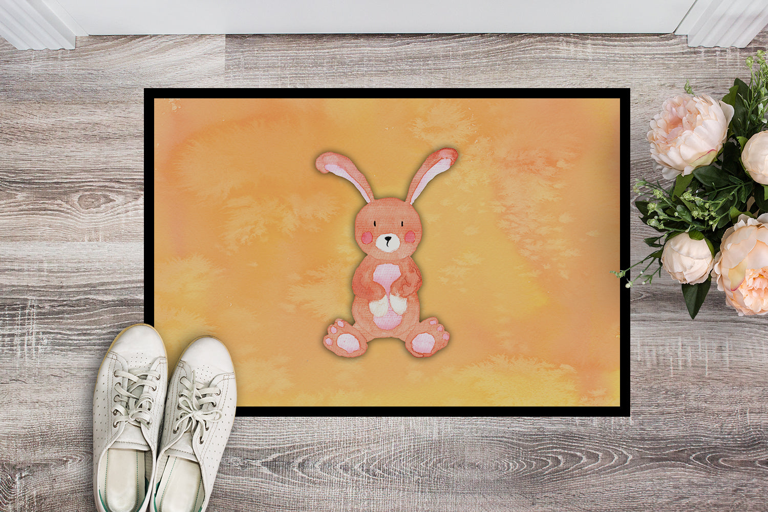 Rabbit Watercolor Indoor or Outdoor Mat 18x27 BB7383MAT - the-store.com