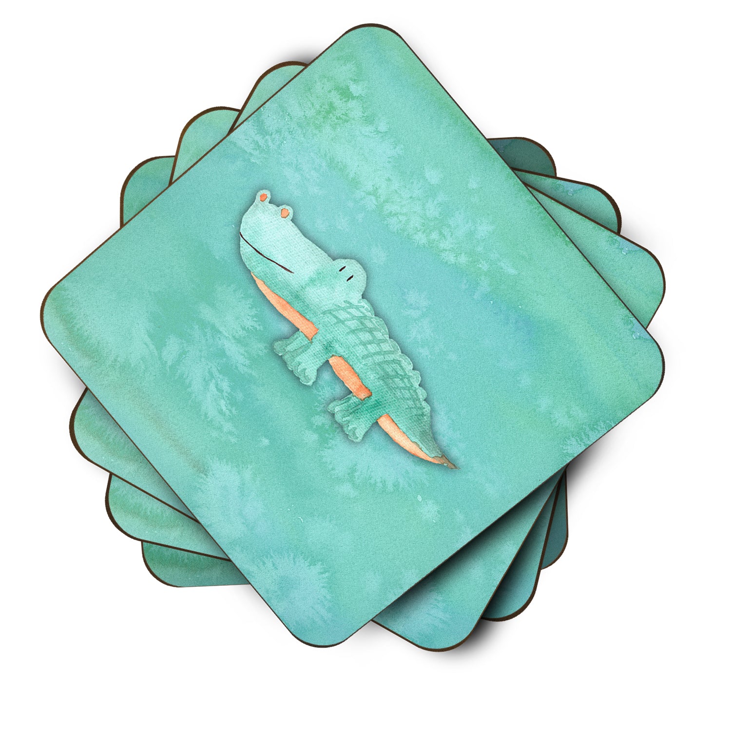 Alligator Watercolor Foam Coaster Set of 4 BB7385FC - the-store.com