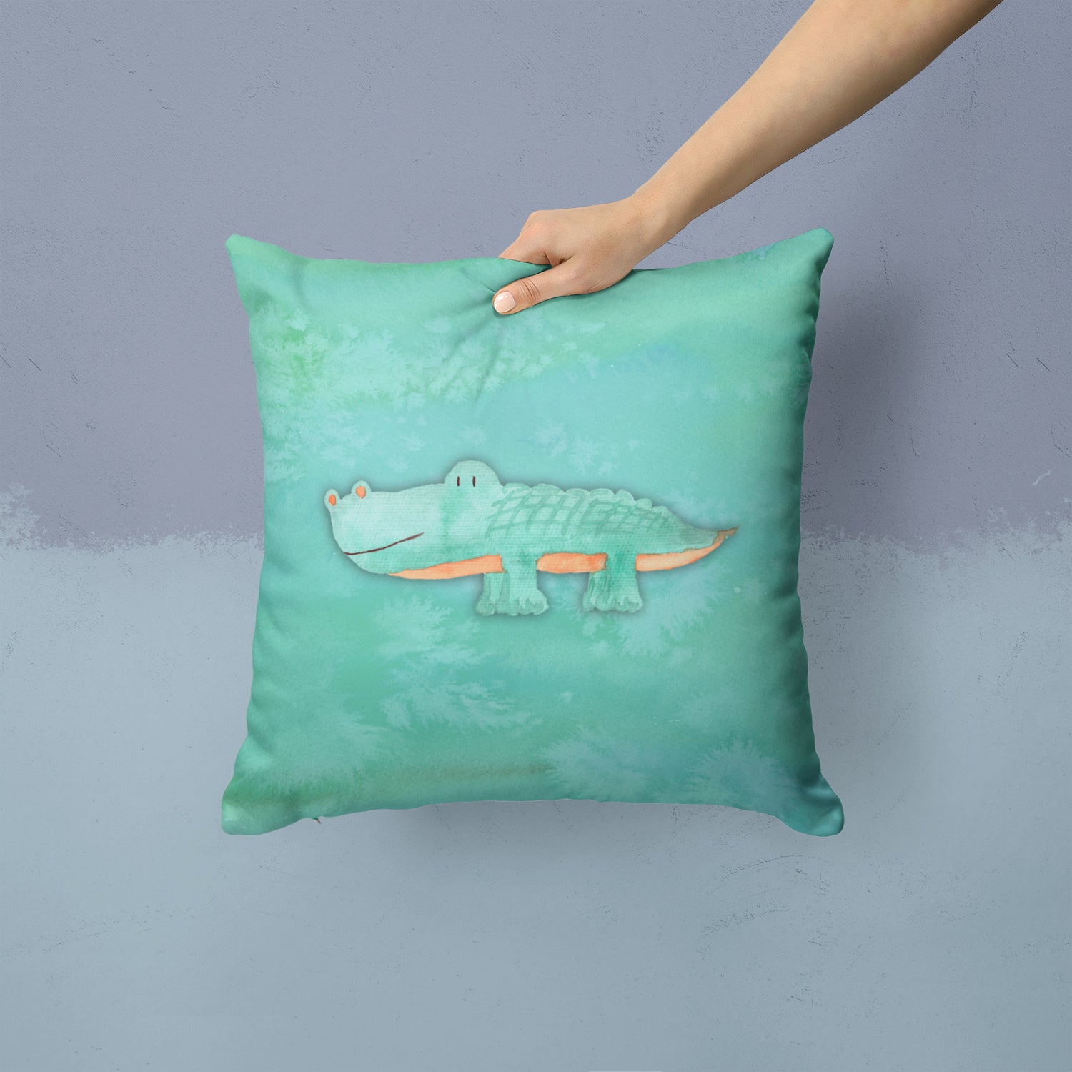 Alligator Watercolor Fabric Decorative Pillow BB7385PW1414 - the-store.com