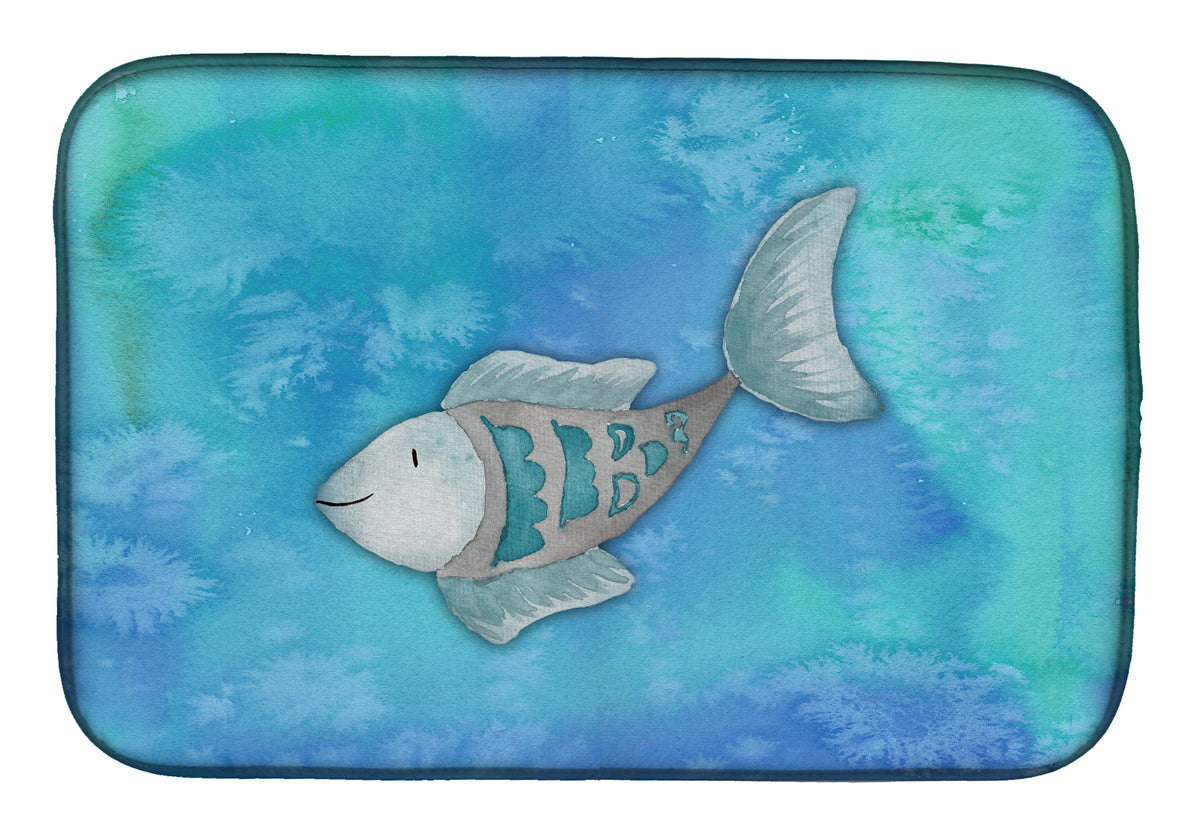 Blue Fish Watercolor Dish Drying Mat BB7386DDM  the-store.com.