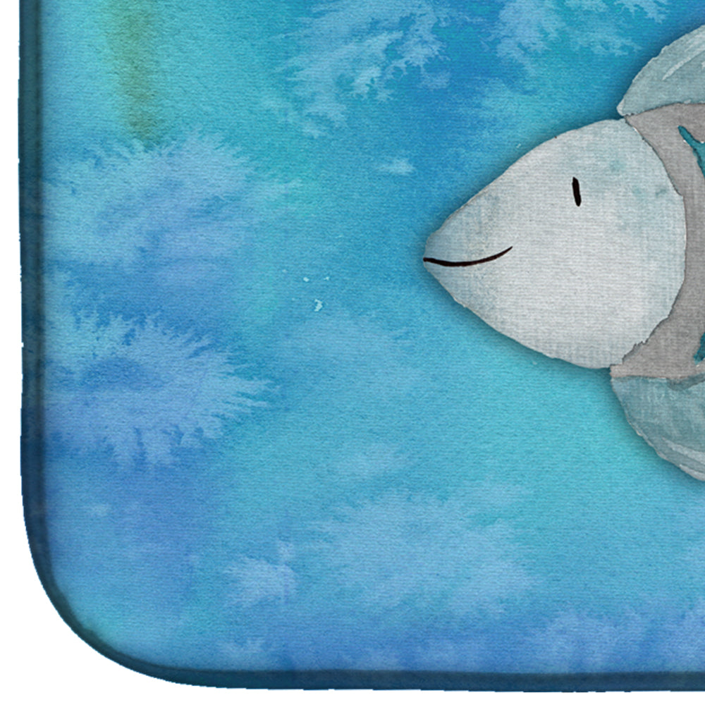 Blue Fish Watercolor Dish Drying Mat BB7386DDM  the-store.com.