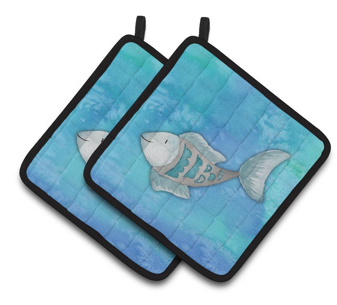 Blue Fish Watercolor Pair of Pot Holders BB7386PTHD by Caroline's Treasures