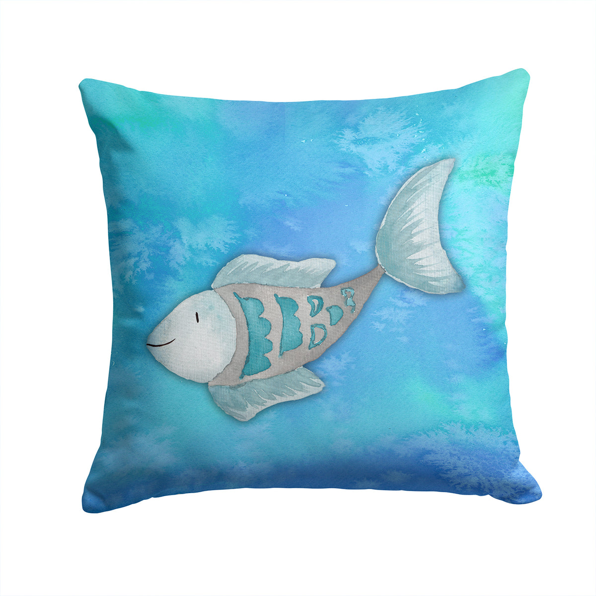 Blue Fish Watercolor Fabric Decorative Pillow BB7386PW1414 - the-store.com