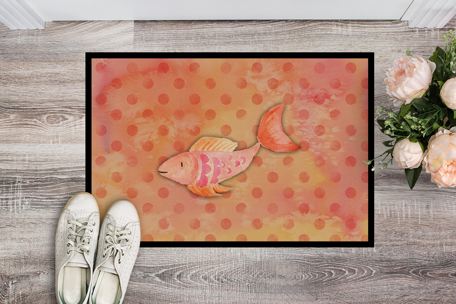 Orange Fish Watercolor Indoor or Outdoor Mat 18x27 BB7387MAT - the-store.com