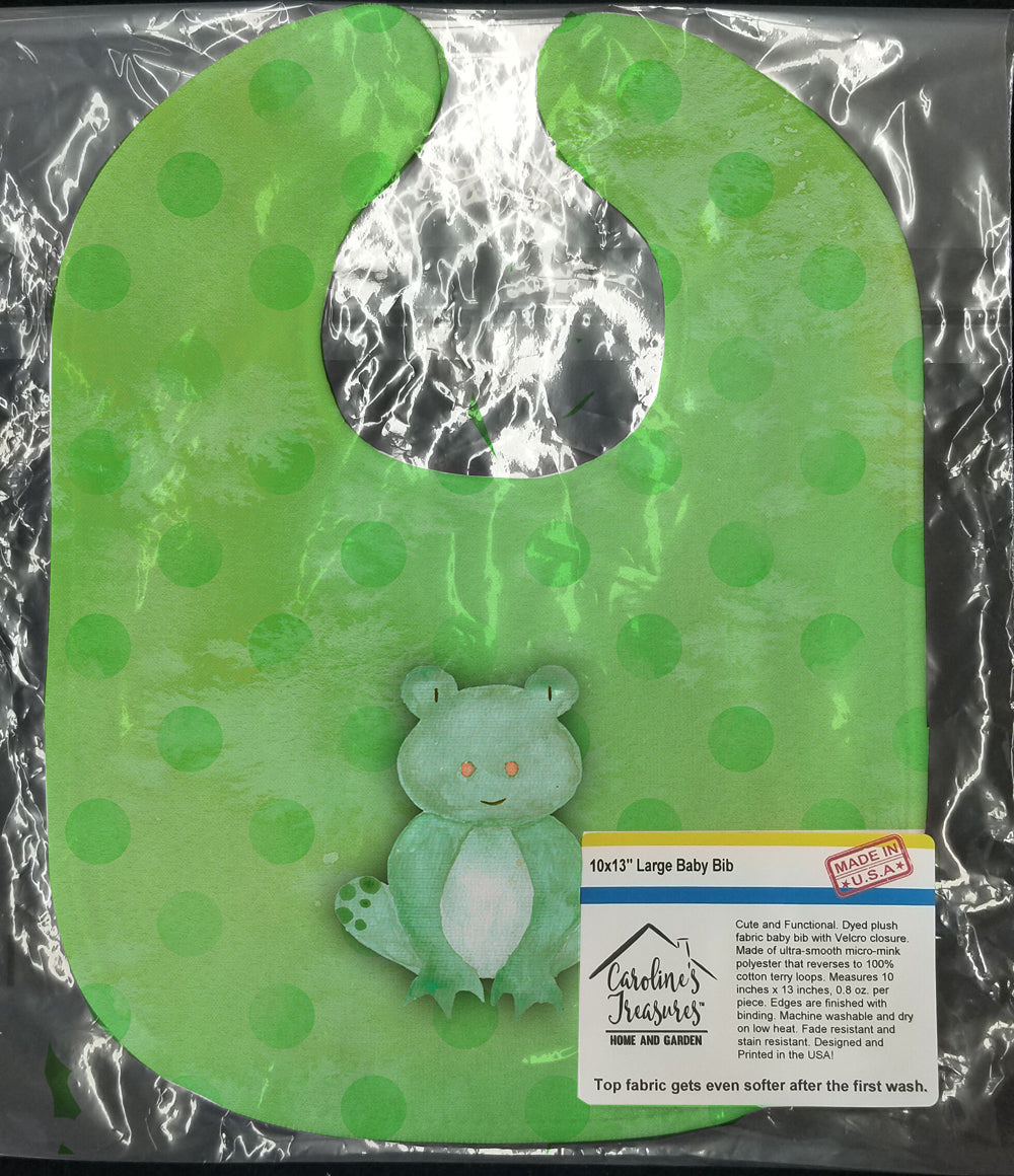 Polkadot Frog Watercolor Baby Bib BB7388BIB - the-store.com