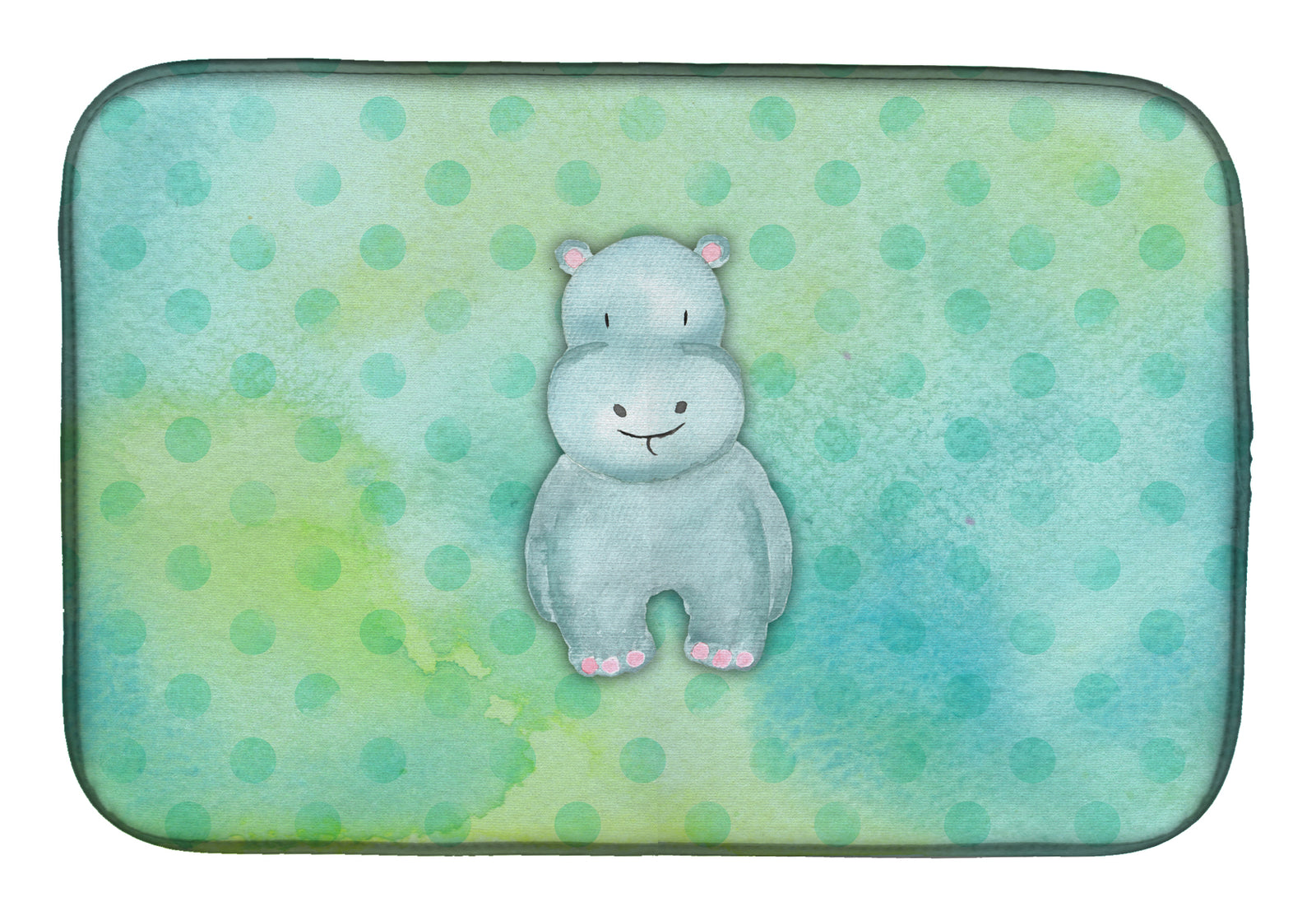 Polkadot Hippopotamus Watercolor Dish Drying Mat BB7389DDM  the-store.com.