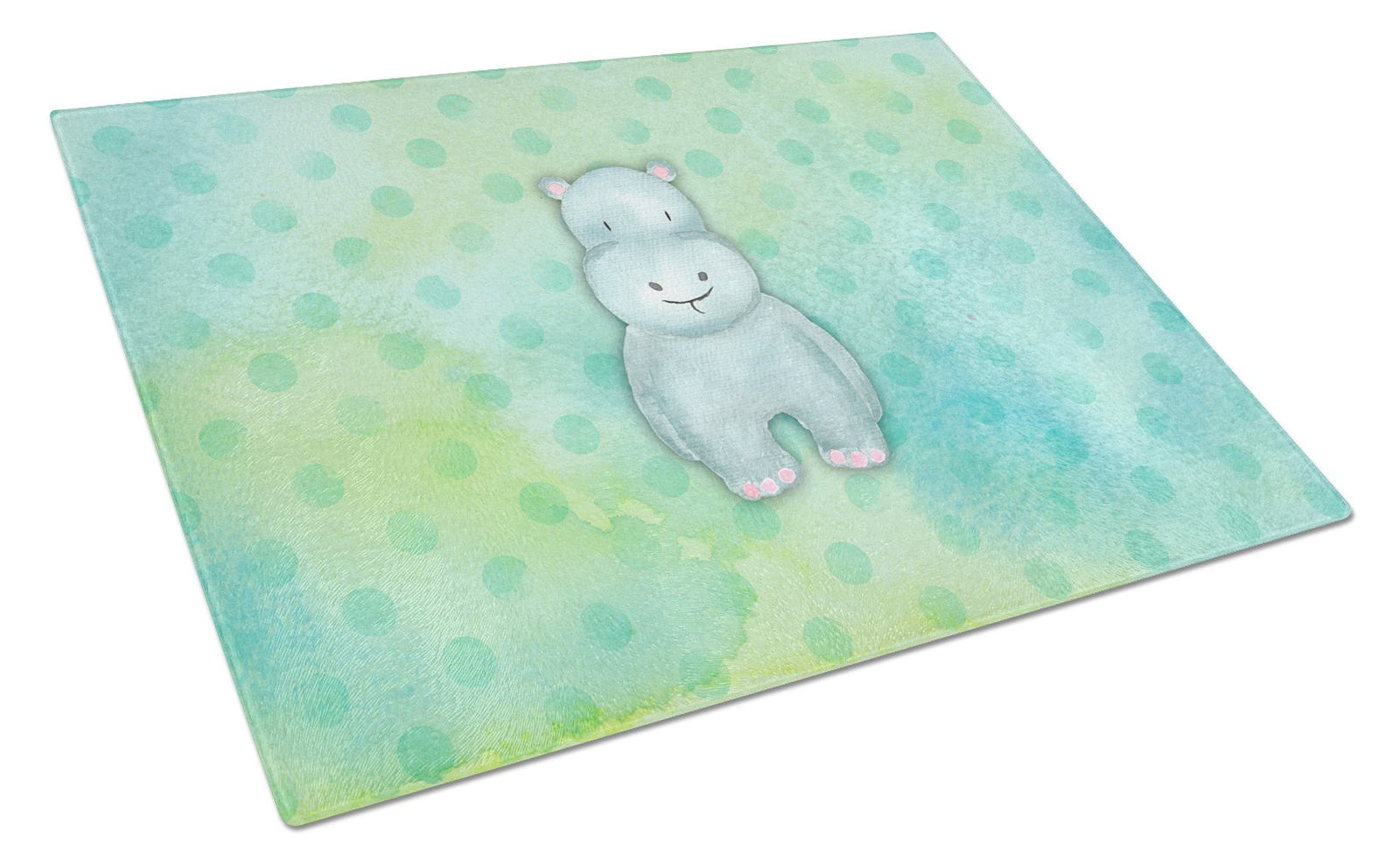 Polkadot Hippopotamus Watercolor Glass Cutting Board Large BB7389LCB by Caroline's Treasures