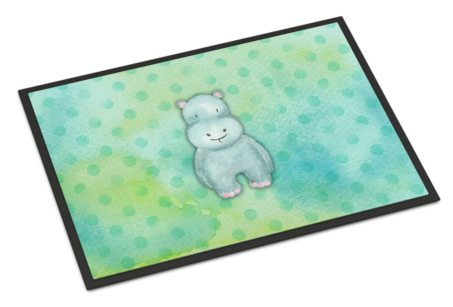 Polkadot Hippopotamus Watercolor Indoor or Outdoor Mat 18x27 BB7389MAT - the-store.com