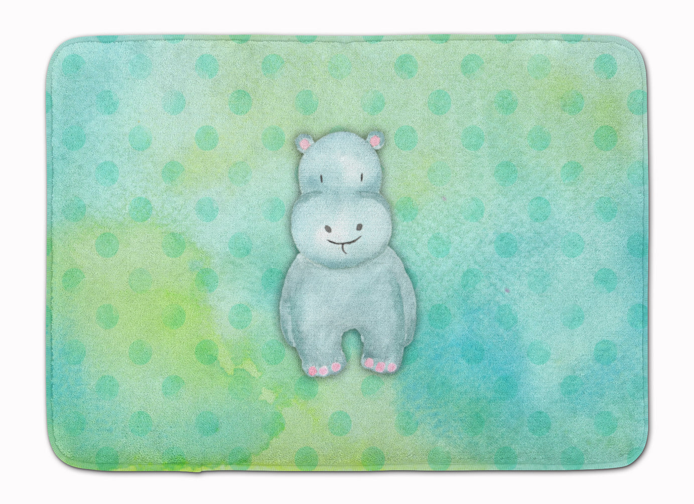 Polkadot Hippopotamus Watercolor Machine Washable Memory Foam Mat BB7389RUG - the-store.com