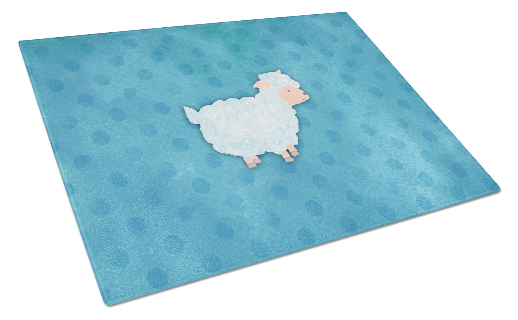 Polkadot Sheep Lamb Watercolor Glass Cutting Board Large BB7390LCB by Caroline's Treasures