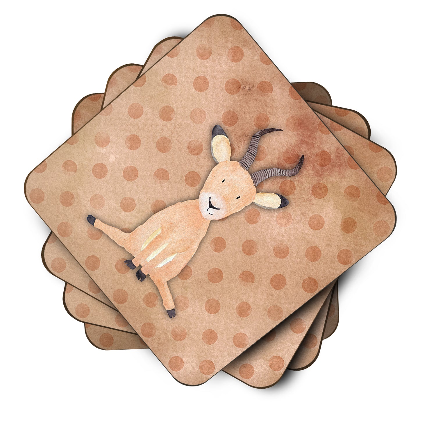 Polkadot Antelope Watercolor Foam Coaster Set of 4 BB7391FC - the-store.com