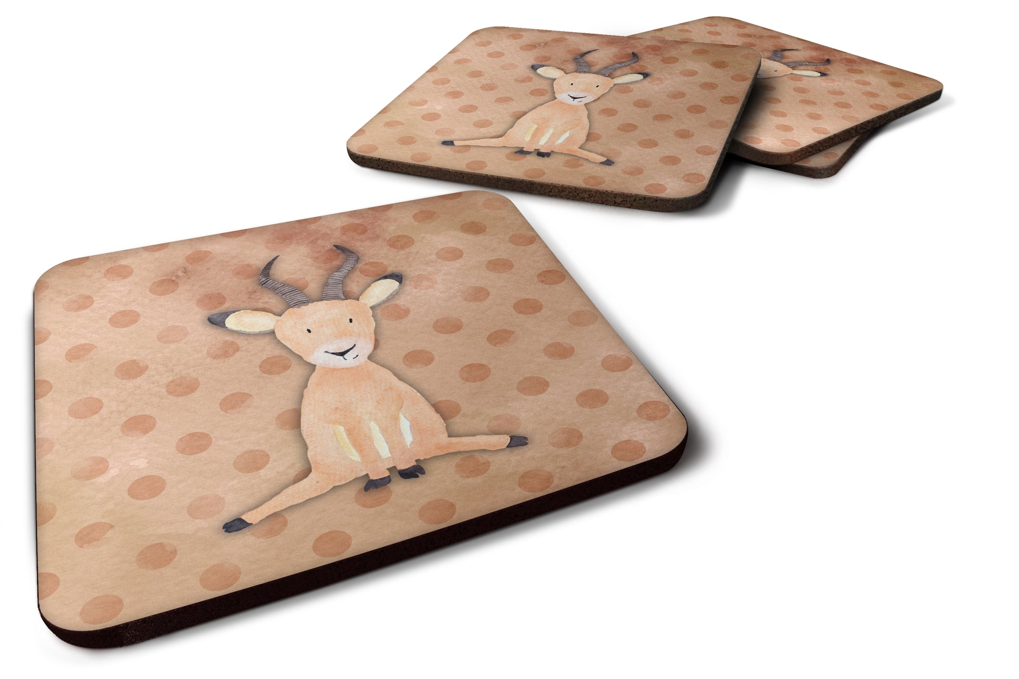 Polkadot Antelope Watercolor Foam Coaster Set of 4 BB7391FC - the-store.com