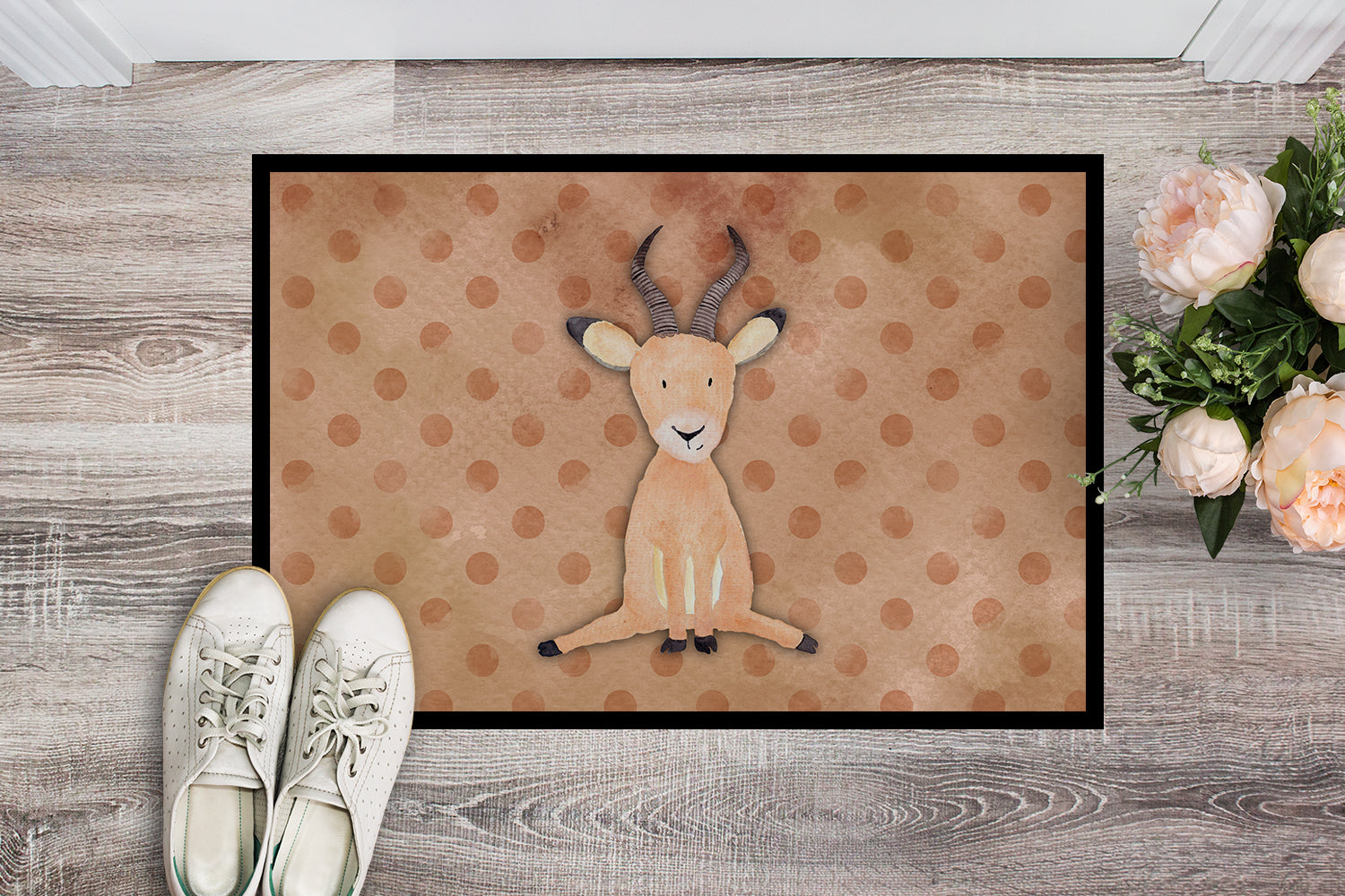 Polkadot Antelope Watercolor Indoor or Outdoor Mat 18x27 BB7391MAT - the-store.com