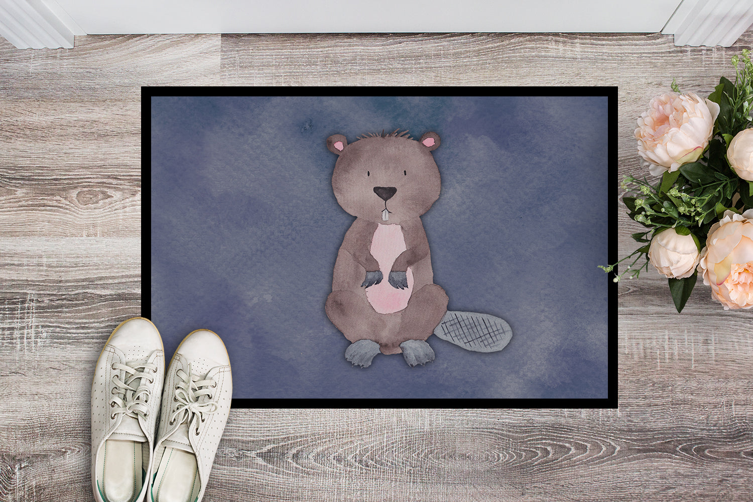 Beaver Watercolor Indoor or Outdoor Mat 18x27 BB7392MAT - the-store.com