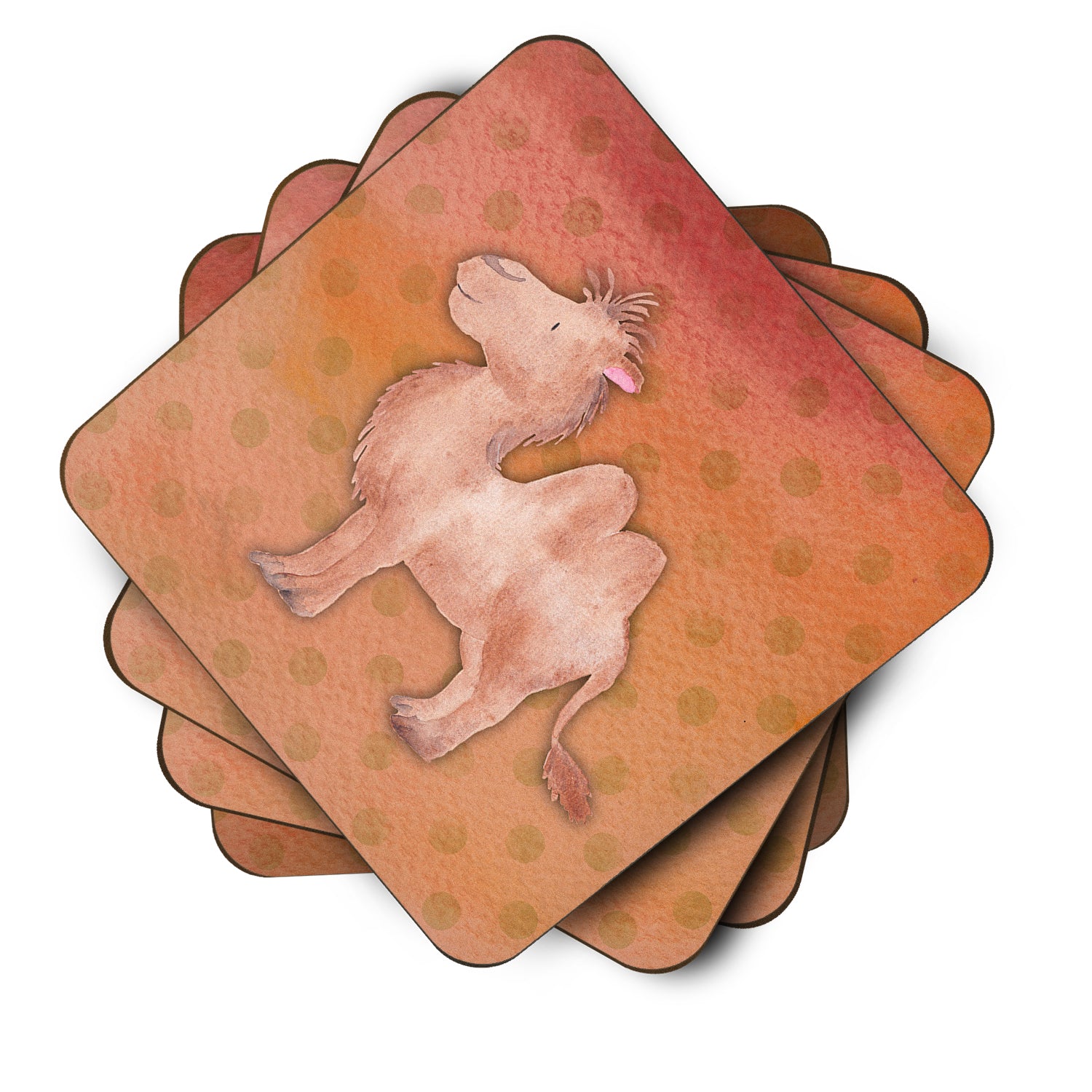 Polkadot Camel Watercolor Foam Coaster Set of 4 BB7393FC - the-store.com