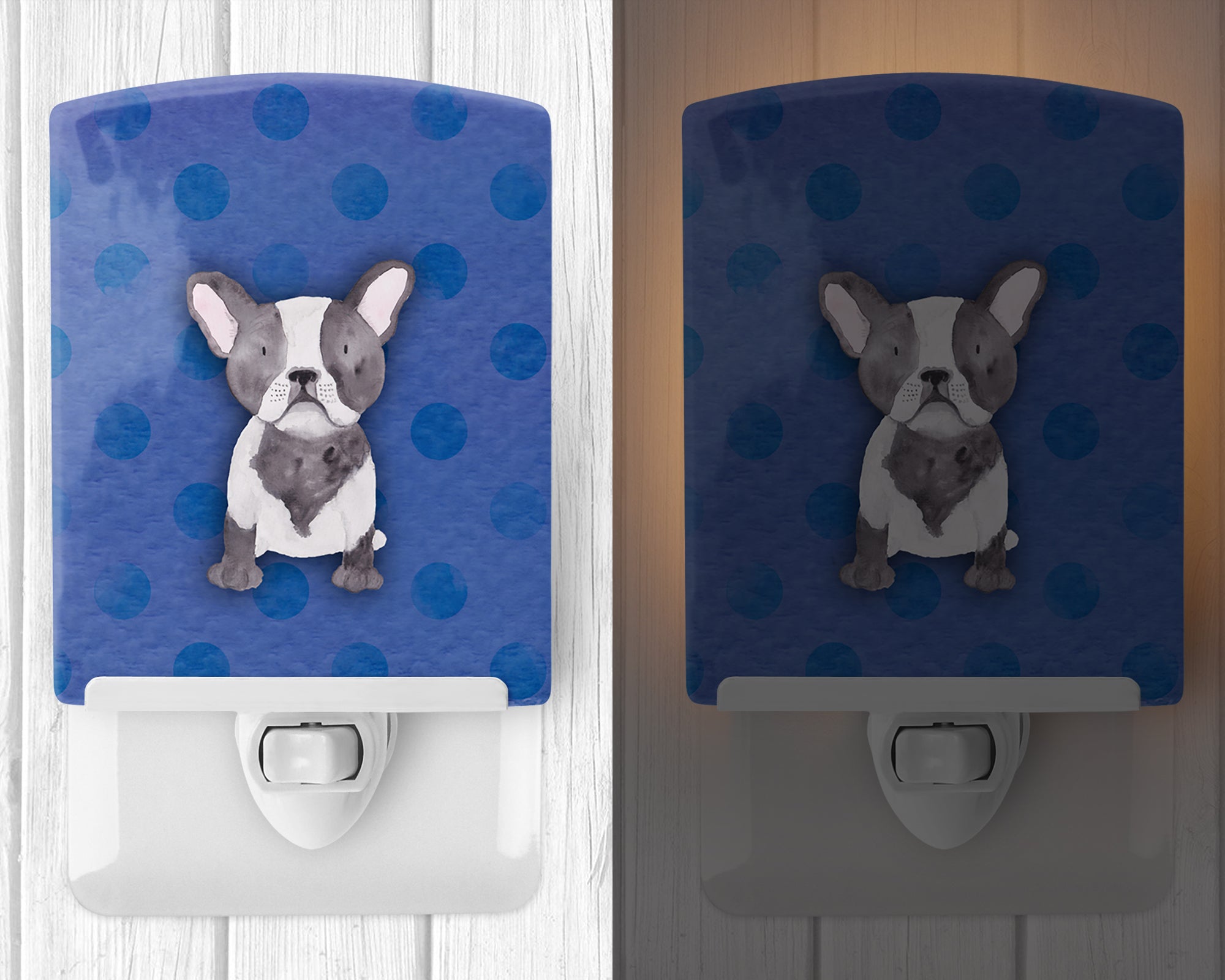 French Bulldog Polkadot Watercolor Ceramic Night Light BB7394CNL - the-store.com