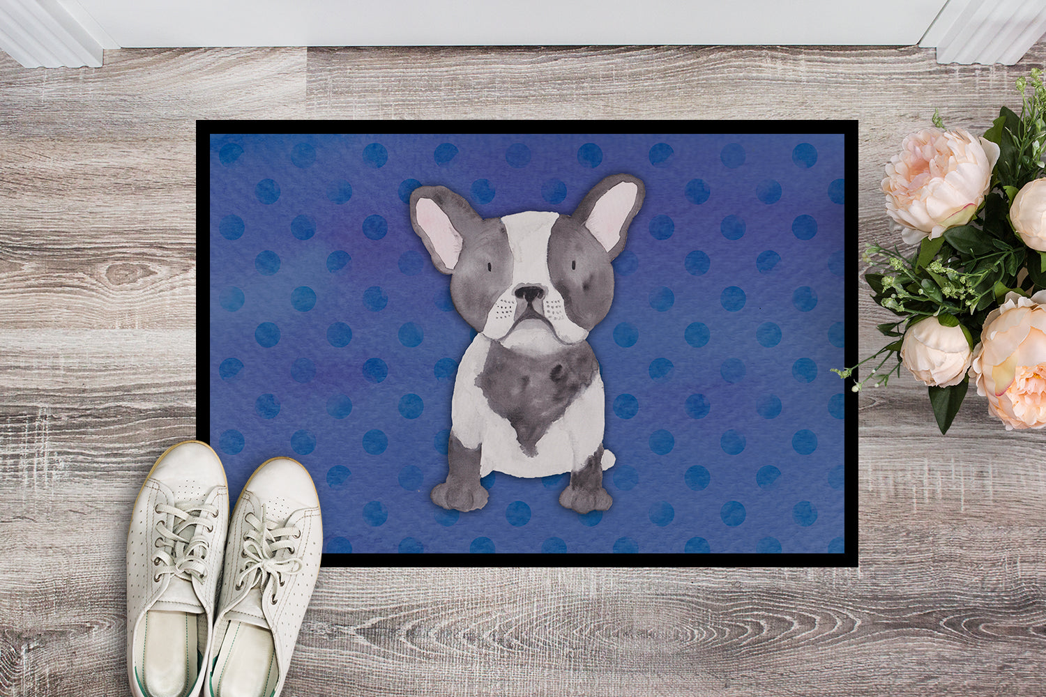 French Bulldog Polkadot Watercolor Indoor or Outdoor Mat 18x27 BB7394MAT - the-store.com