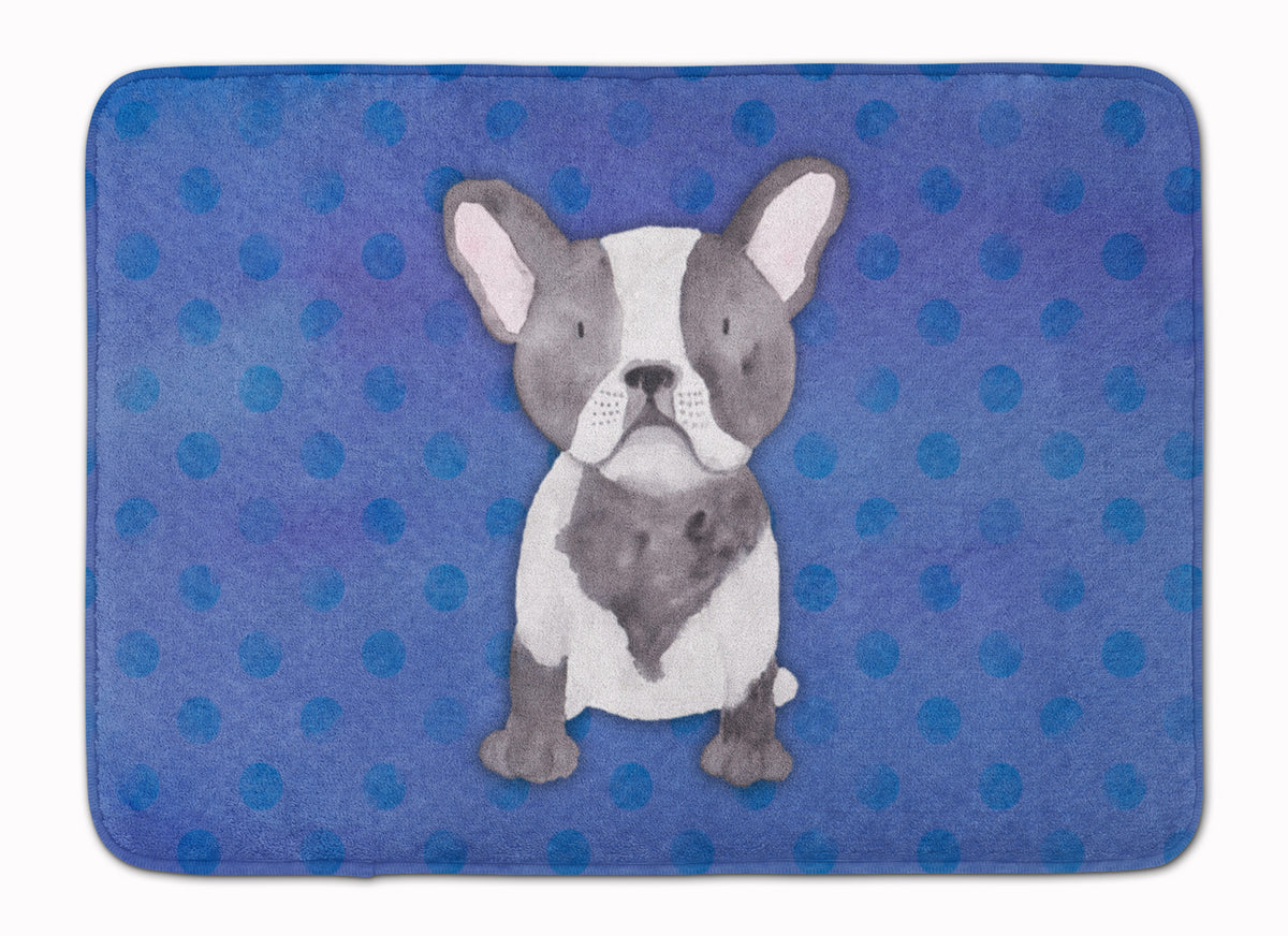 French Bulldog Polkadot Watercolor Machine Washable Memory Foam Mat BB7394RUG - the-store.com