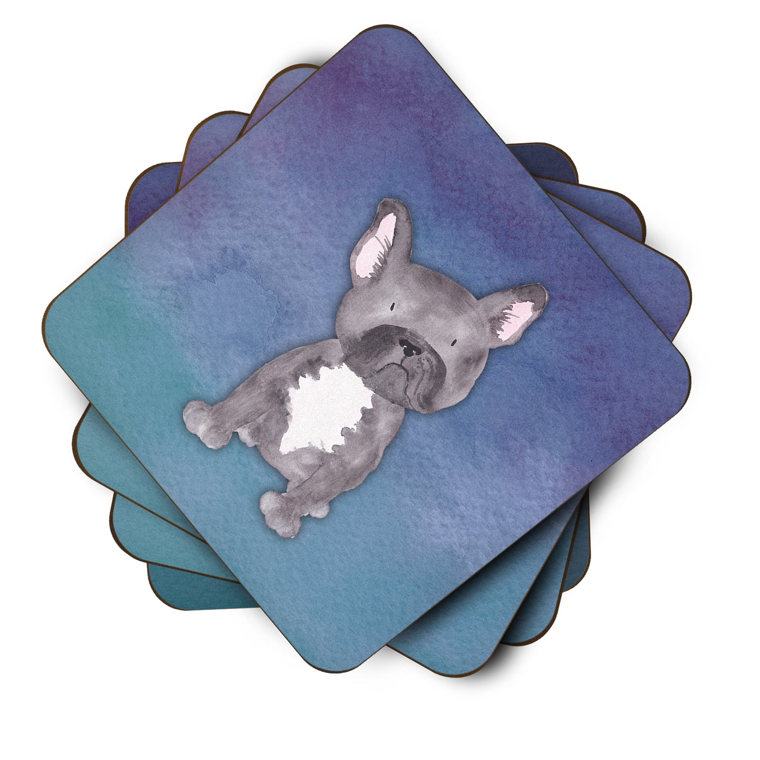 French Bulldog Watercolor Foam Coaster Set of 4 BB7395FC - the-store.com