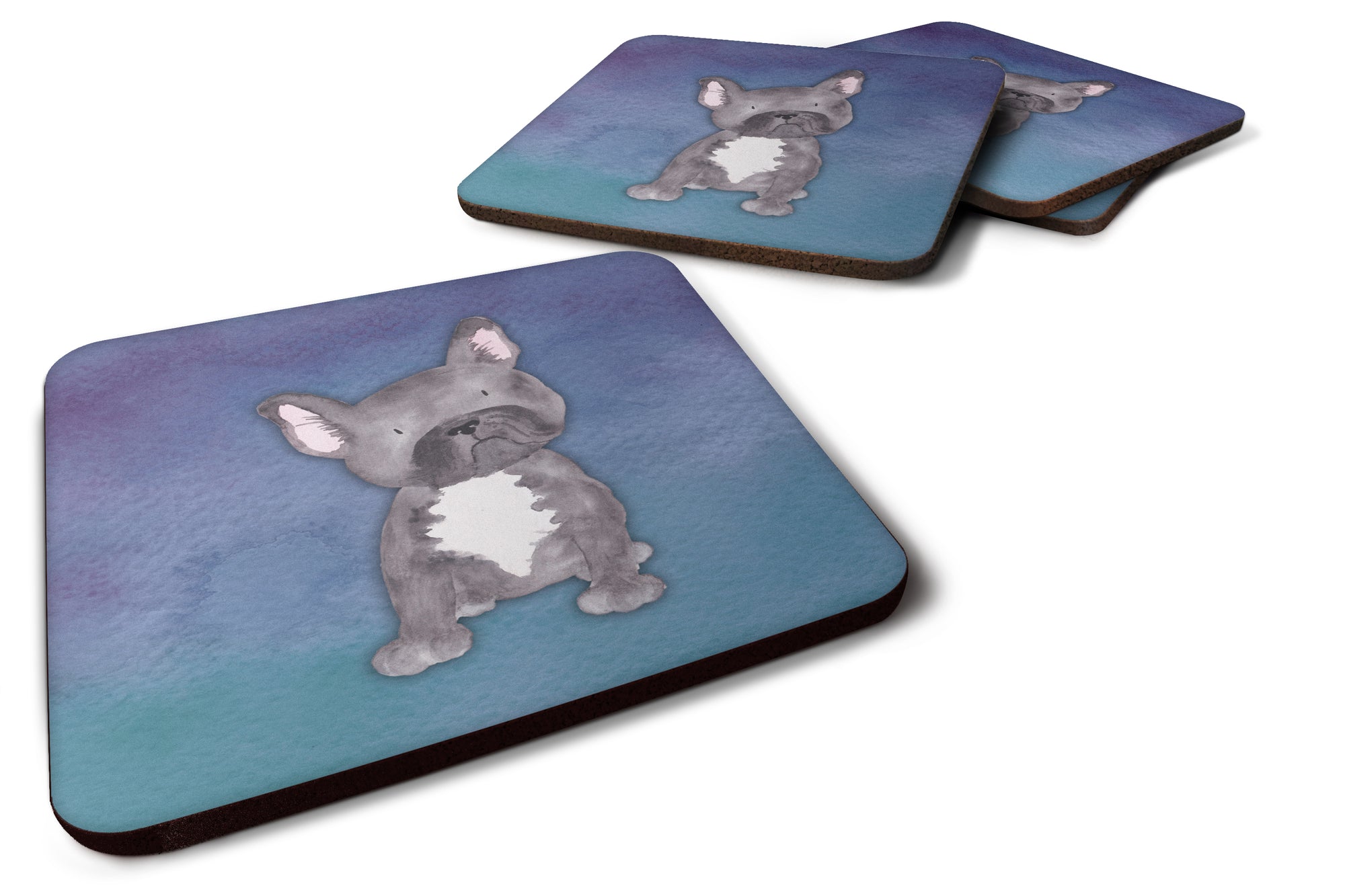 French Bulldog Watercolor Foam Coaster Set of 4 BB7395FC - the-store.com